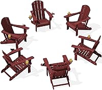 Vista 35 de SERWALL Silla Adirondack con portavasos – Juego de 2 sillas Adirondack compuestas para exteriores de polietileno de alta densidad para todo