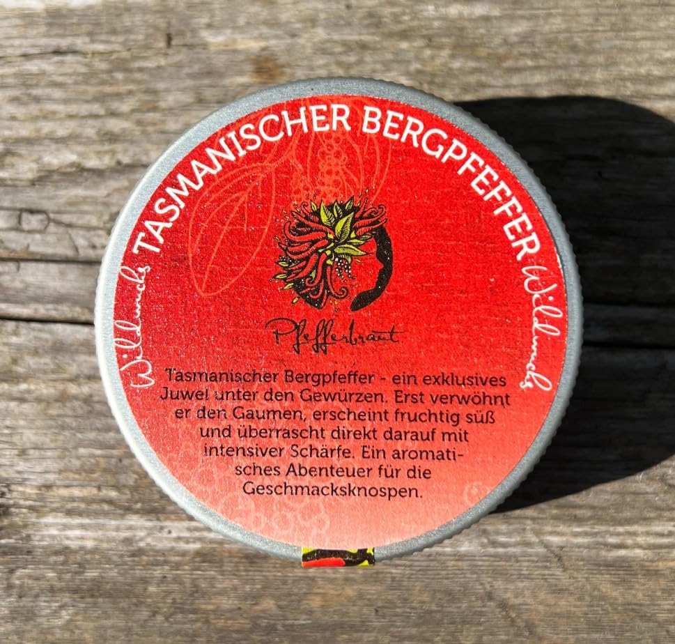 Tasmanischer Bergpfeffer 35g Wildwuchs exquisiter Pfeffer in der Ocean Plastic Dose