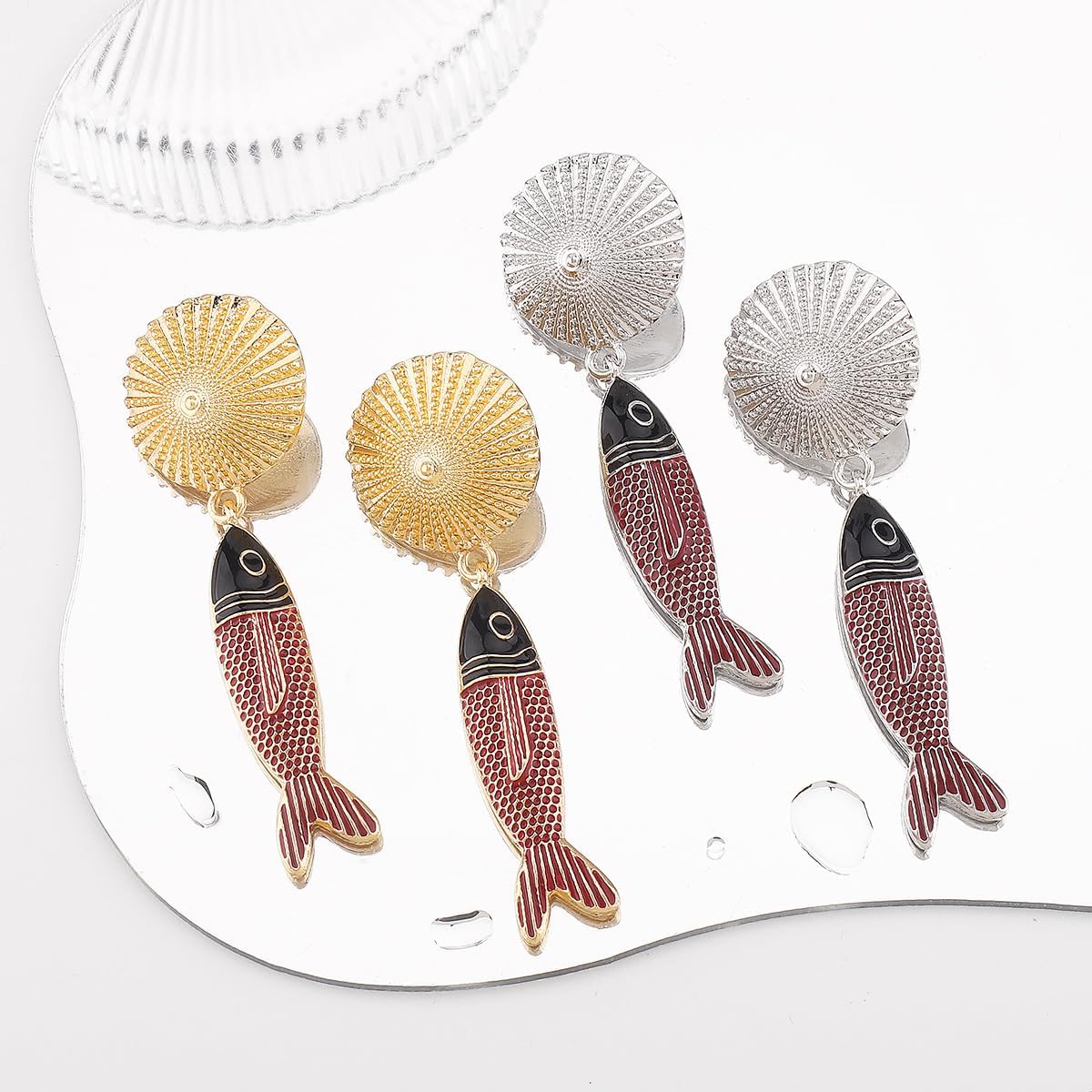 Fish Earrings for Women Boho Creative Ocean Animal Dangle Earrings Gold Silver Fish Statement Earring Trendy Summer Beach Mermaid Jewelry Accessories - Image 8