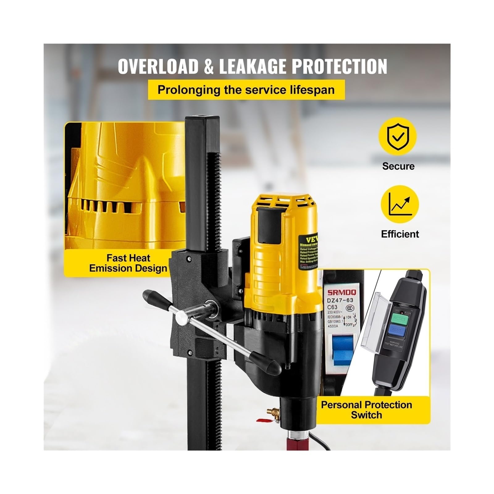 Wiertnica diamentowa rdzeniowa 305mm 355mm stojak zestaw do wiercenia betonu o dużej wytrzymałości 4800W 4980W instalowanie rur balustrady Dla początkujących majsterkowiczów(4980W)