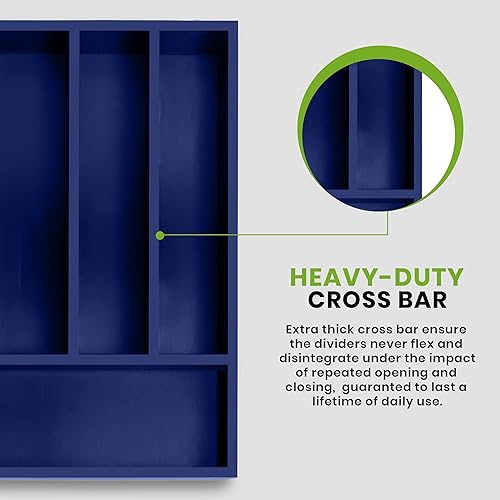 Miniatura 4 de Utopia Kitchen Organizador de cubiertos de bambú, 6 compartimentos, organizador de cajones de bambú de 16 x 12 x 2.36 pulgadas, organizador de