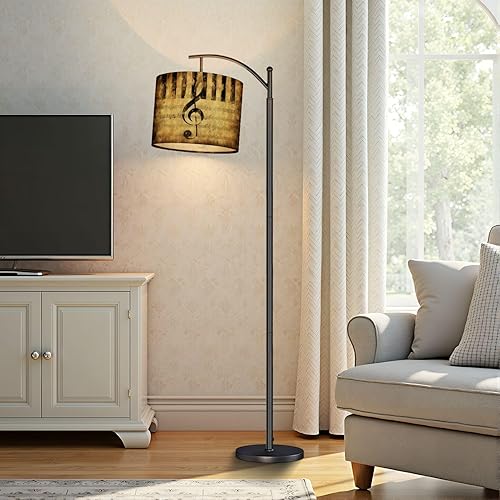 Miniatura 6 de Juego de 2 pantallas de lámpara grunge retro con notas musicales musicales para lámparas de pie, lámparas de mesa, lámparas de mesa, 11 x 11 x 8.9