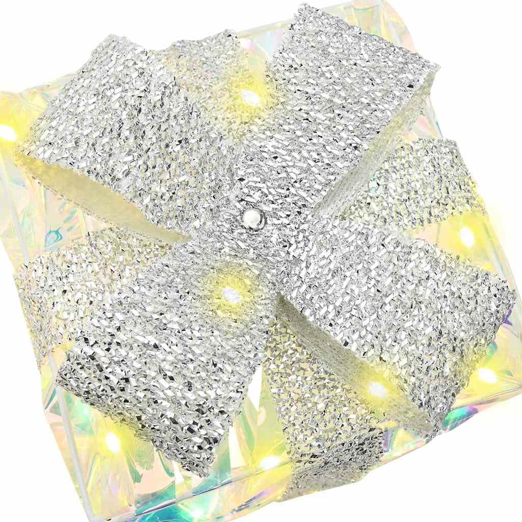 Pudełko prezentowe z 60 diodami LED, 3 sztuki ciepła biel, 20 x 20 x 20 cm, PET, dekoracja bożonarodzeniowa do wnętrz, zasilanie USB, trwałe, energooszczędne, świąteczny nastrój