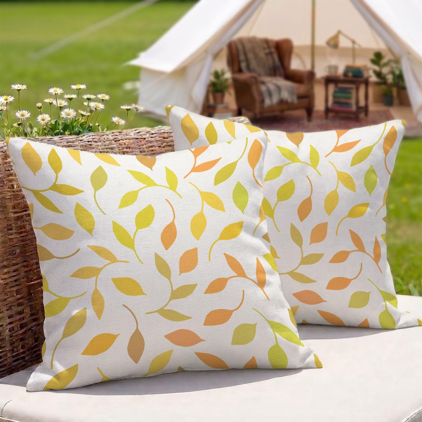 Housses coussin extérieur impérméables 55x55 haut de gamme au motif automne élégant pour balcon