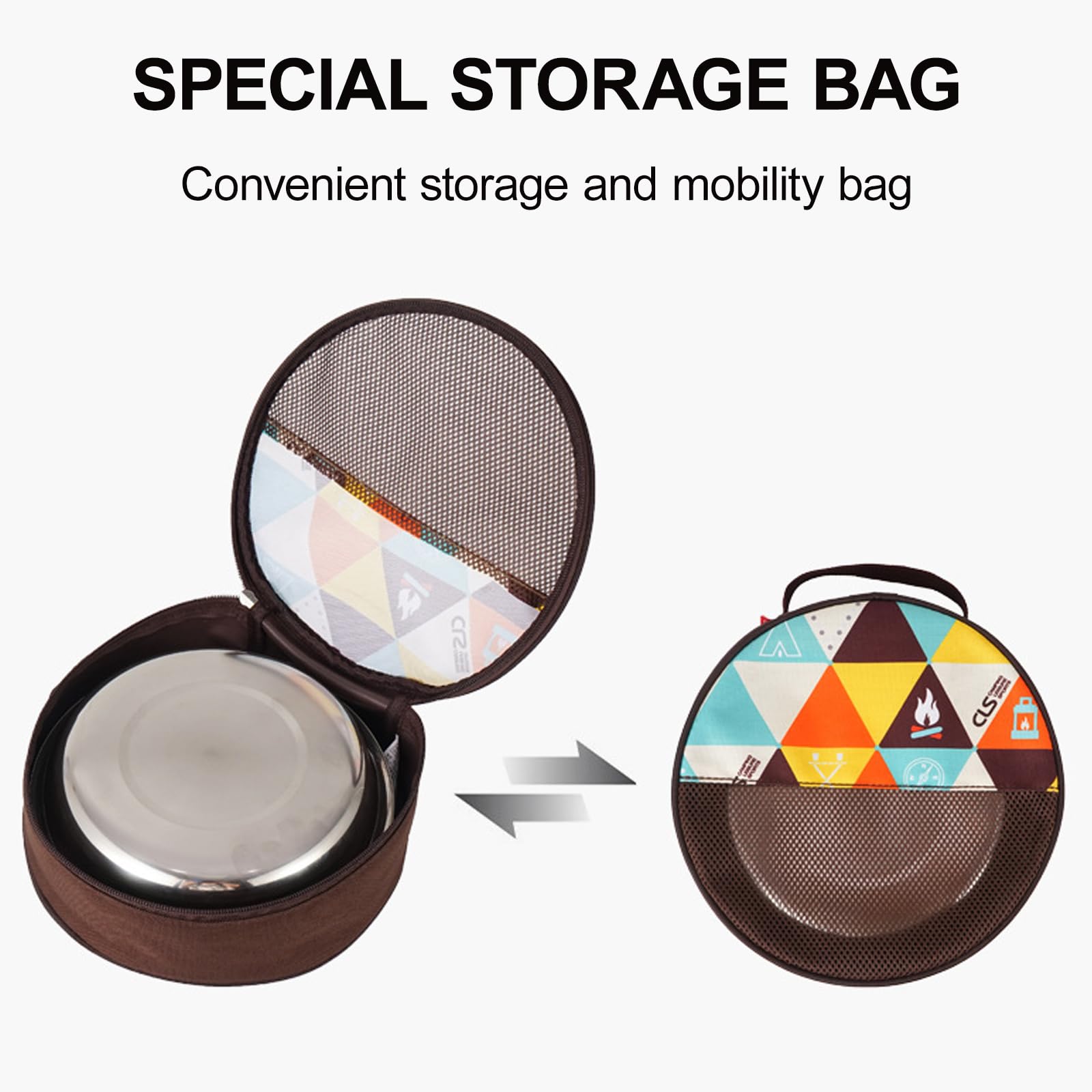 22 pezzi di set da campeggio in acciaio inox, set di stoviglie, confezione famiglia con ciotole, piatti, ciotole e borsa per il trasporto portatile, confezione leggera perfetta per campeggio, picnic