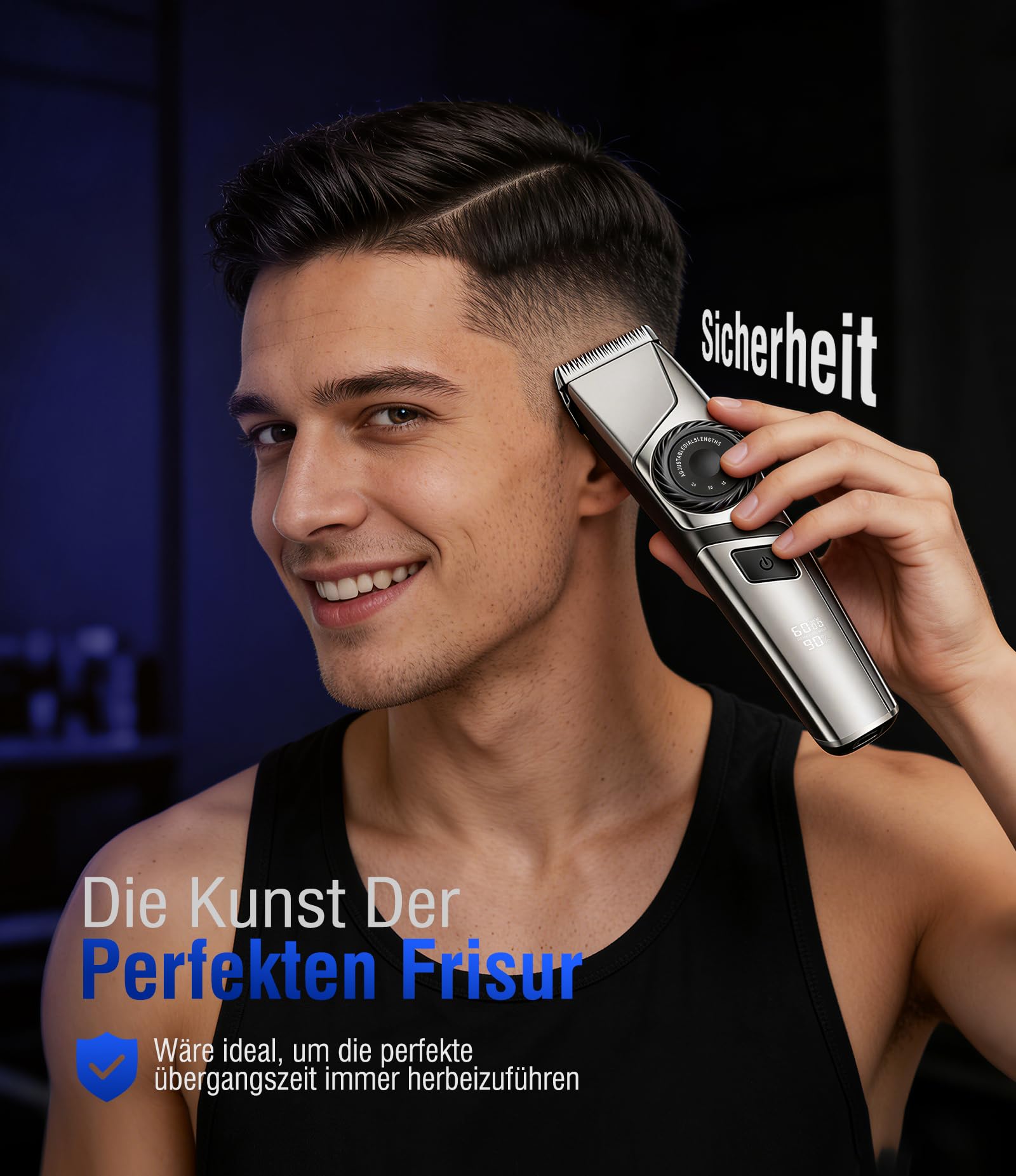 Tagliacapelli professionale, tagliacapelli USB C, display LED da uomo, IPX6, impermeabile, < 65 dB, set professionale Barber per uomo a casa e barbiere, kit USB C