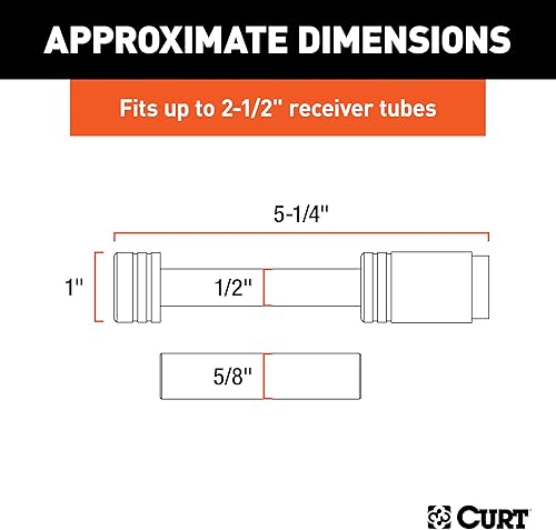 Miniatura 2 de CURT Cerradura de enganche de remolque de acero inoxidable 23517, diámetro de pasador de 1/2 pulgada, adaptador de 5/8 pulgadas, se adapta a