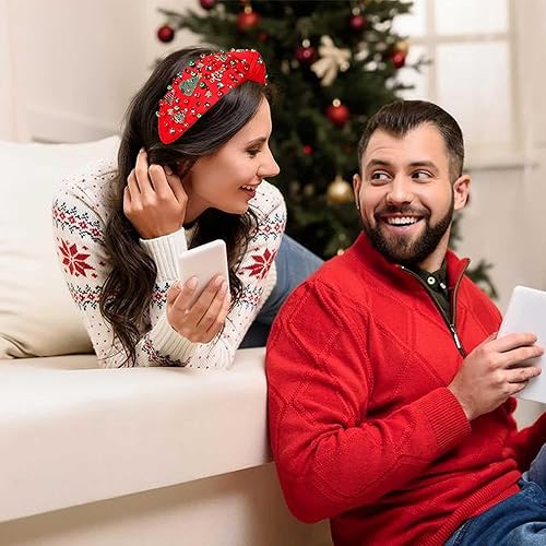 Vista 90 de Diadema de Navidad para mujer, accesorios de Navidad con cuentas, arco de Navidad, copo de nieve, diadema anudada HOHOHO, rojo y verde, perla