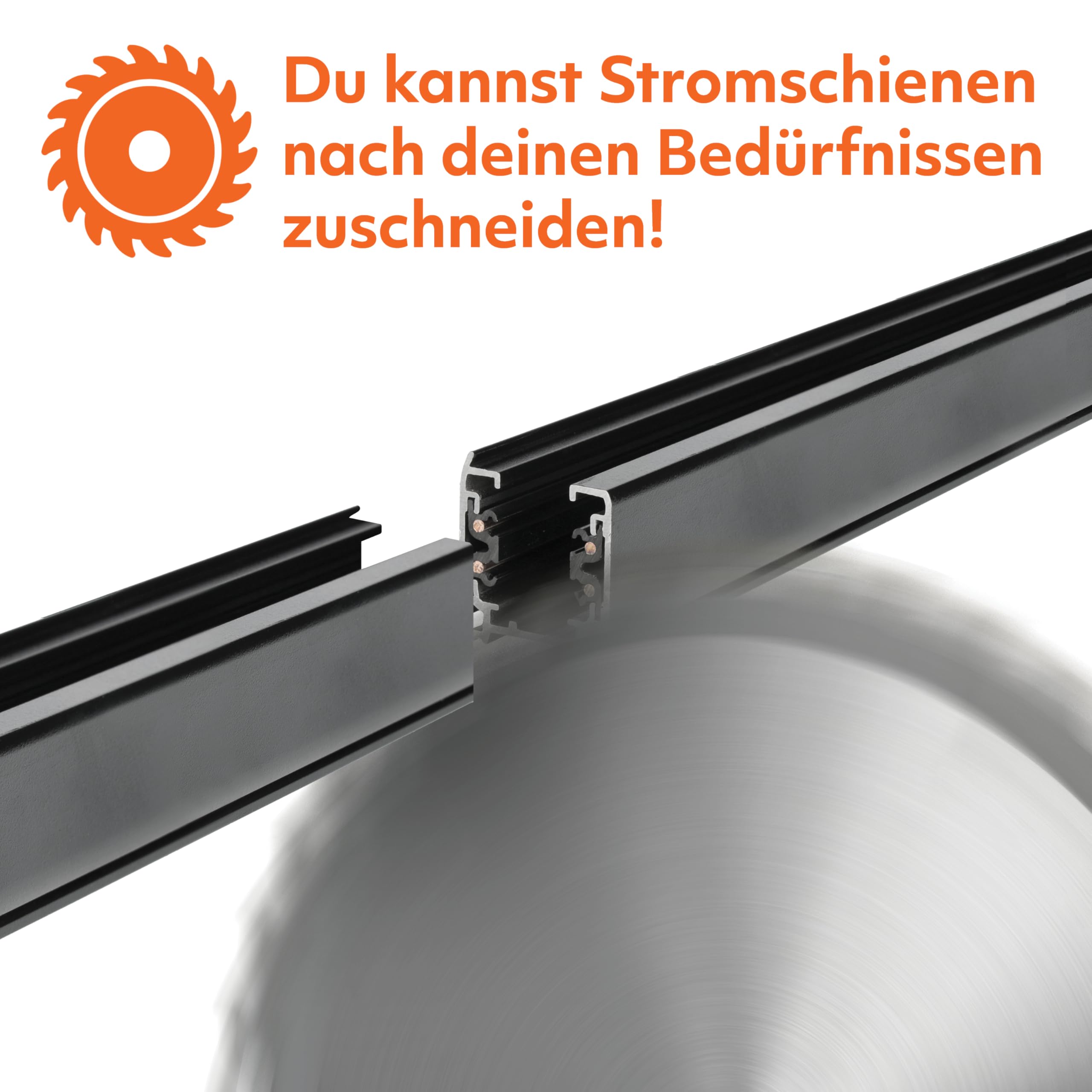 NEXTRACK 3-Phasen-Schienen-Set 2m+2m Schiene Schalter L 8x Lampe 2x Stecker SCHWARZ