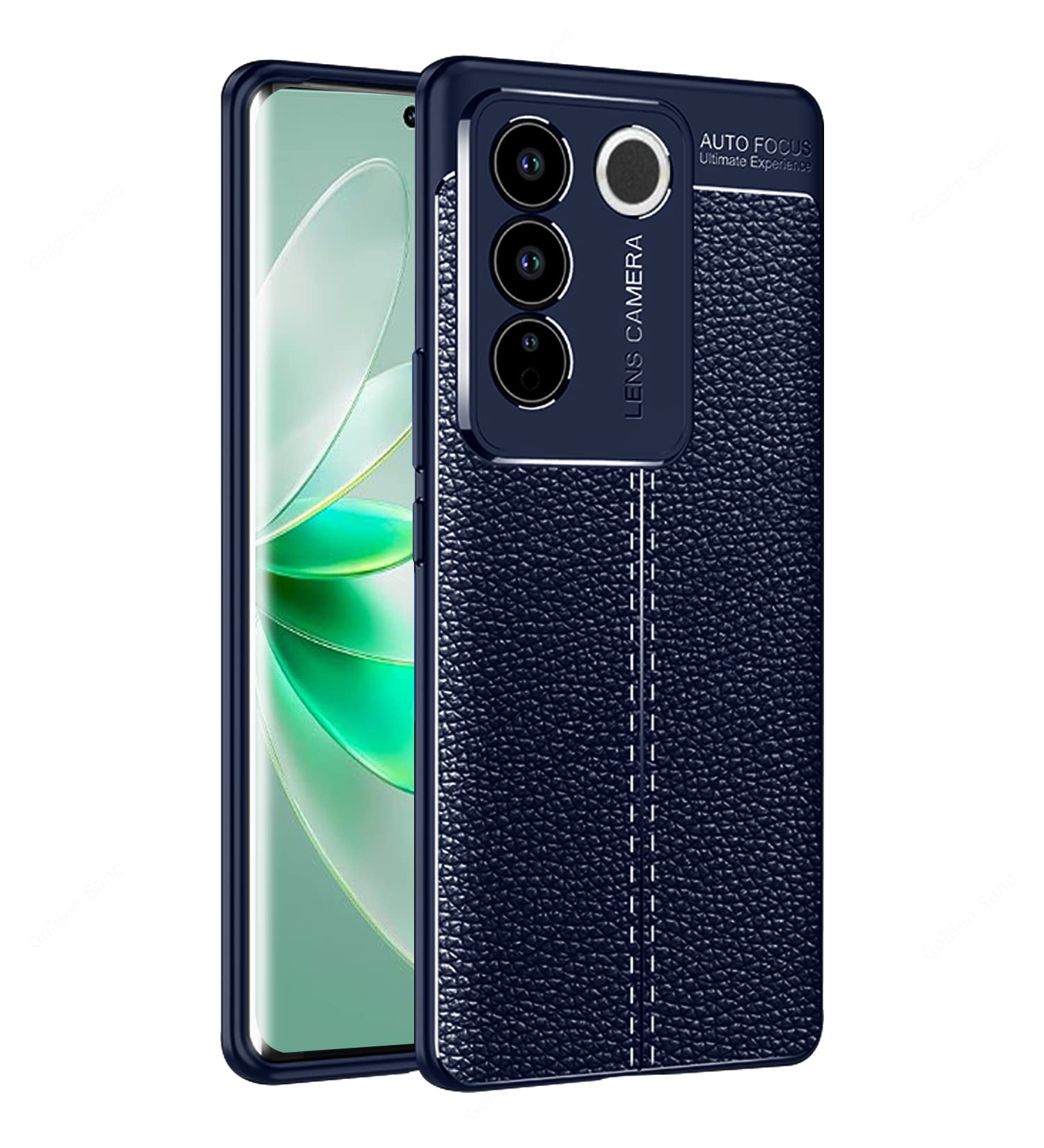 Golden Sand Cover Leather Texture Series Shockproof Armor TPU Back Cover Case for Vivo V27 5G, Vivo V27 Pro 5G Mobile Phone, Blue (B0BWV1PMD5) Amazon Price History, Amazon Price Tracker