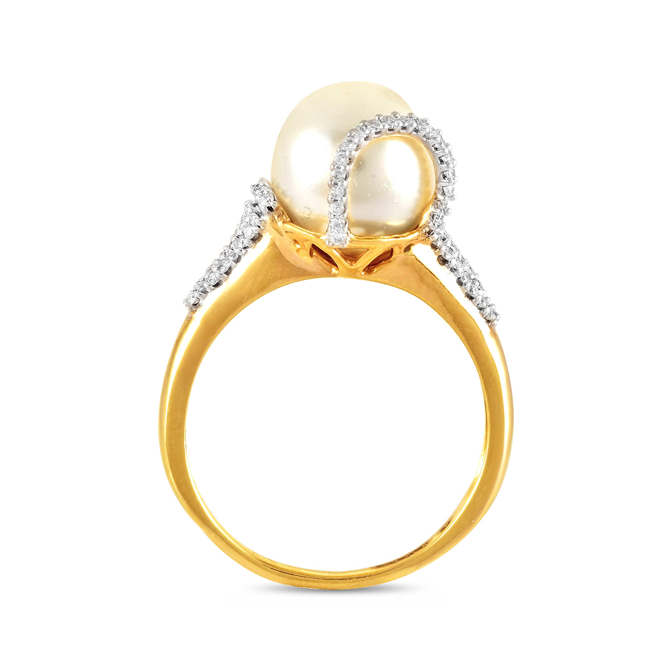 NaisshaJewels 9K (375) Pearl Ring with Diamonds