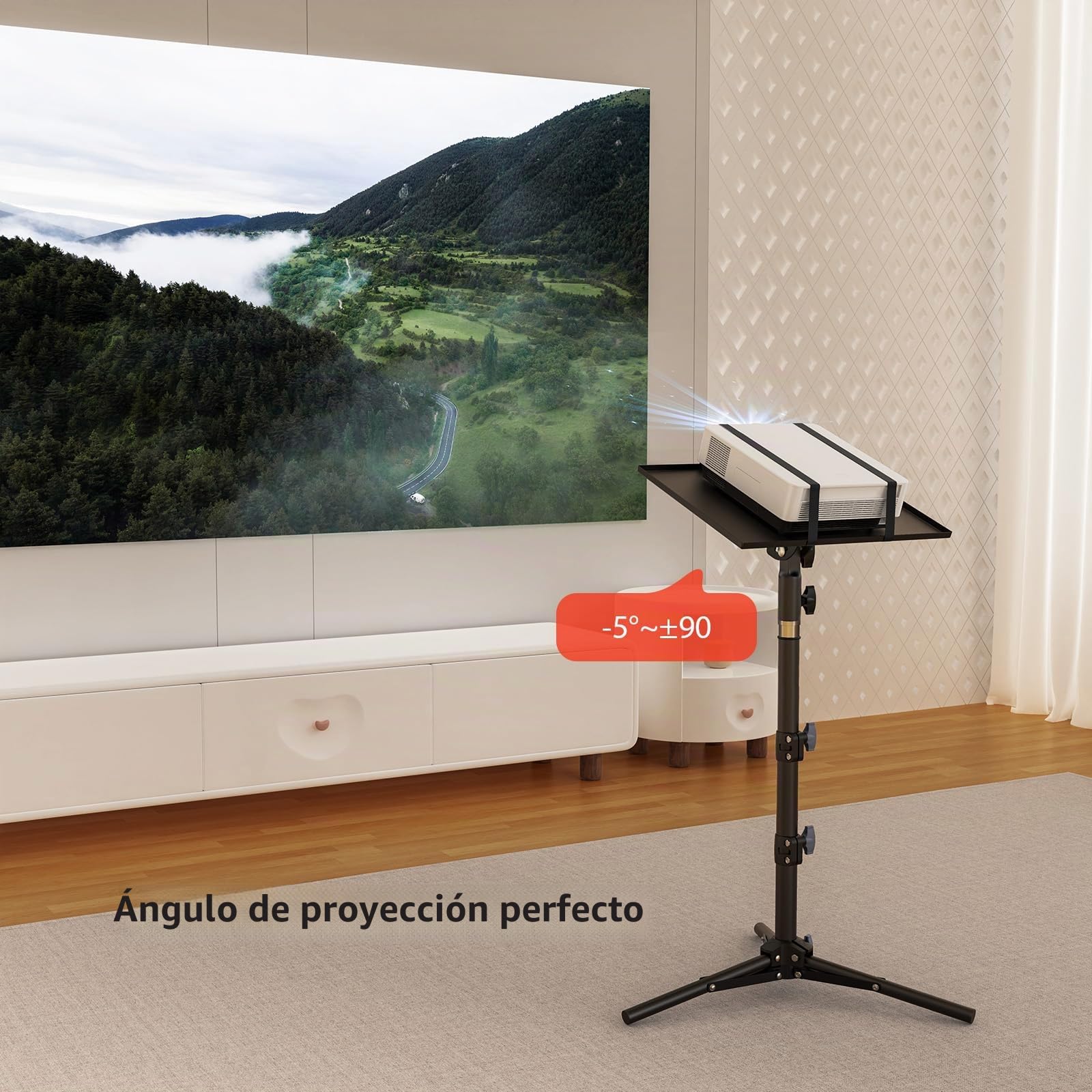 Soporte Proyector: Laptop Tripode Ajustable en Altura (60-115 cm), Base Estable para Proyector Portátil con Placa Plegable, Capacidad de Peso 10KG, Ideal para Cine en Casa, DJ, Aula y Oficina