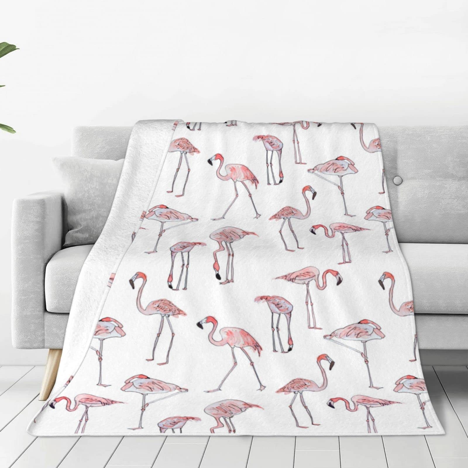 Lsjuee Throw Blanket Flamingo Warm Cozy Soft Lightweight Flannel Fleece Blanket for Bedroom Sofa Room Home Decorative Fuzzy Blanket 40"x30"