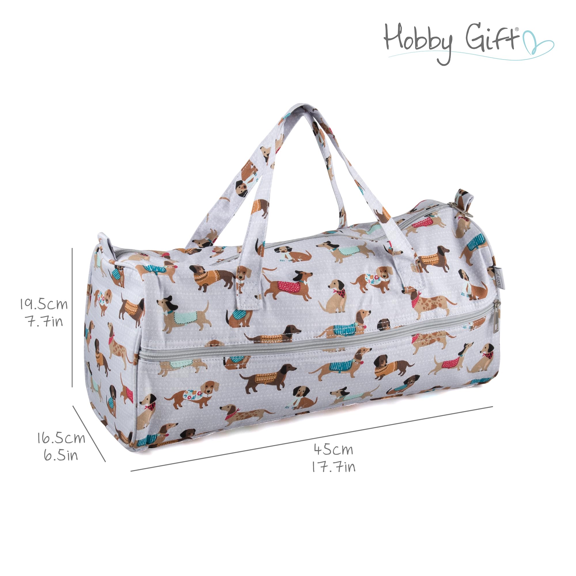 Hobby Gift Stricktasche Mittel mit durchgehendem Frontreißverschluss - Häkel-Organizer & Strickaufbewahrung für unterwegs, Basteltasche mit Fächern für Wolle, Zubehör & mehr