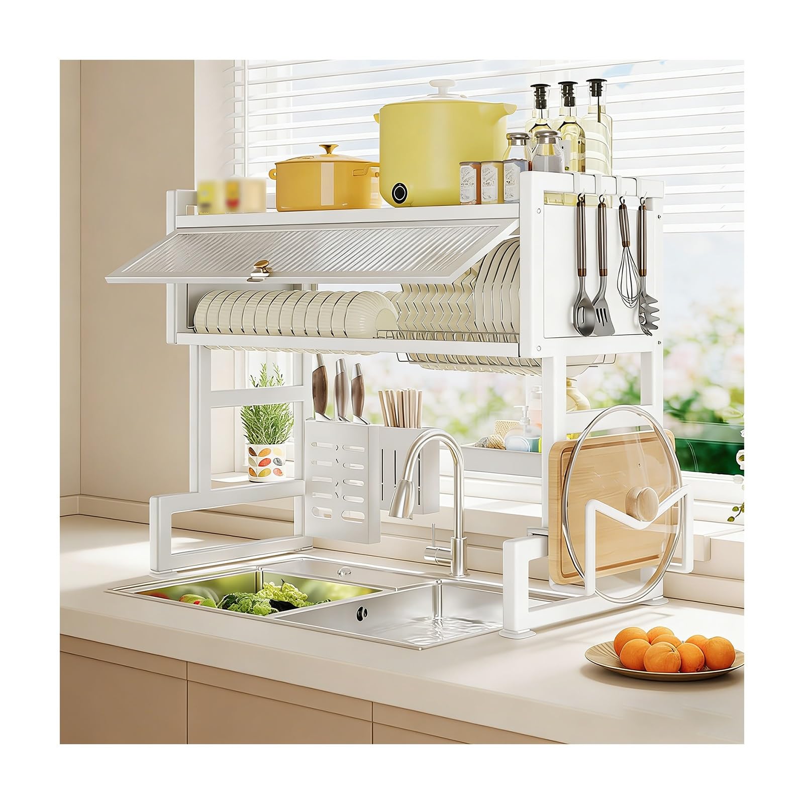 Kitchen Sink Caddy Over Sink Dish Drying Rack This Kitchen Storage Rack Comes with Utensil Hooks and Can
