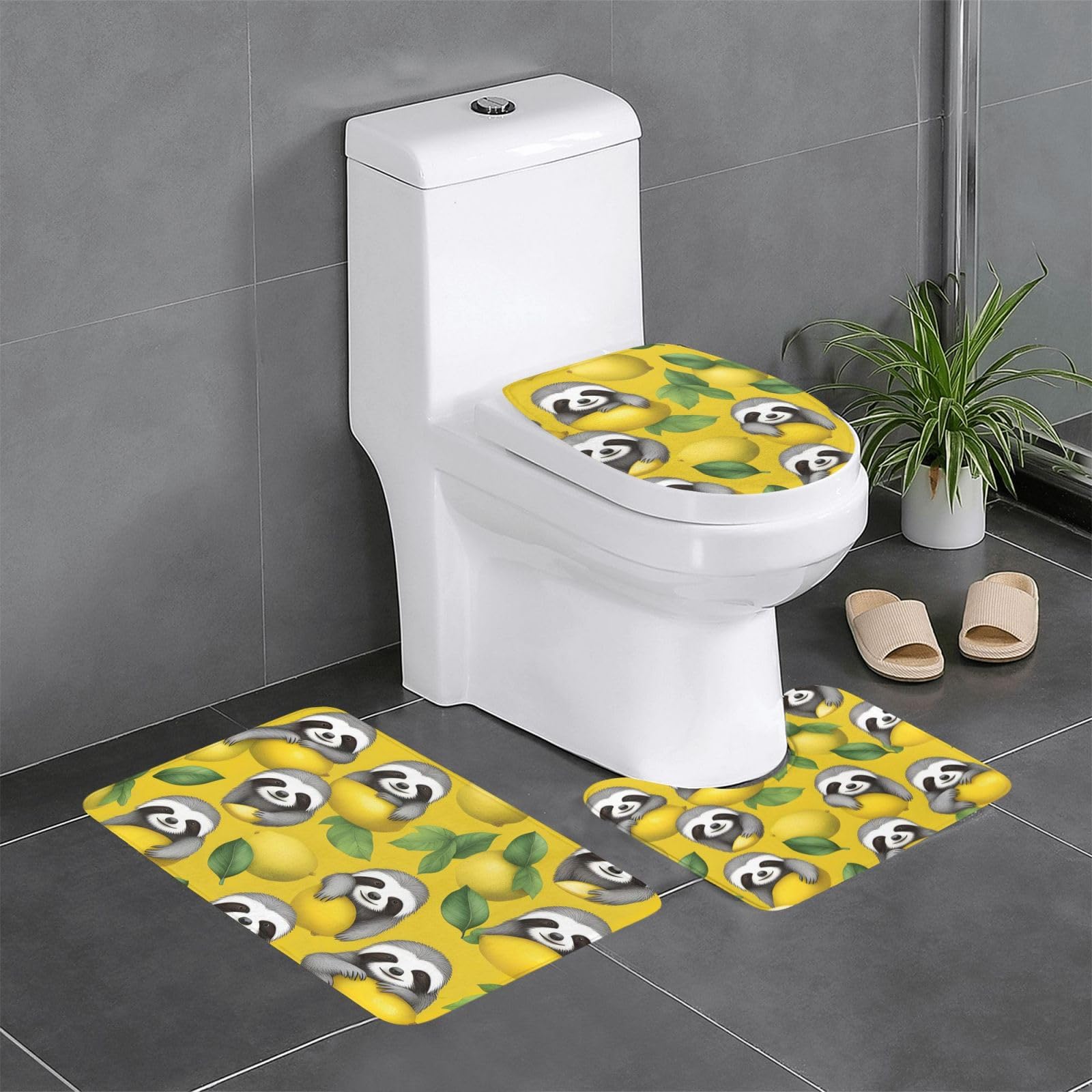 Tapis de salle de bain paresseux antidérapant lot de 3 tapis contour WC et coiffeuse rectangulaire