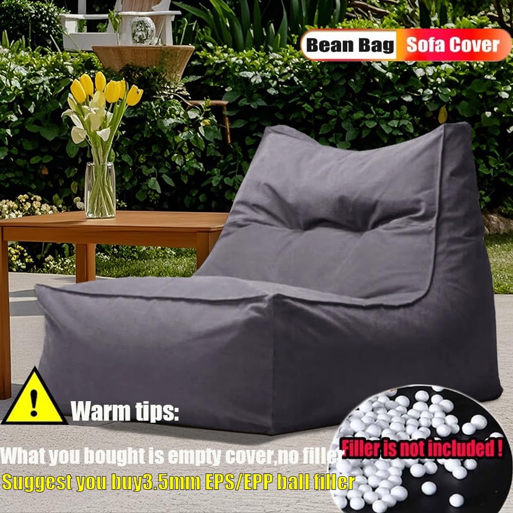 SXBCyan Fodera Pouf da Esterno (Senza Imbottitura) Poltrona a Sacco Galleggiante in Oxford, Resistente alle Intemperie, for Esterni, Senza Imbottitura, for Giardino, Spiaggia, Piscina(Dark Grey)
