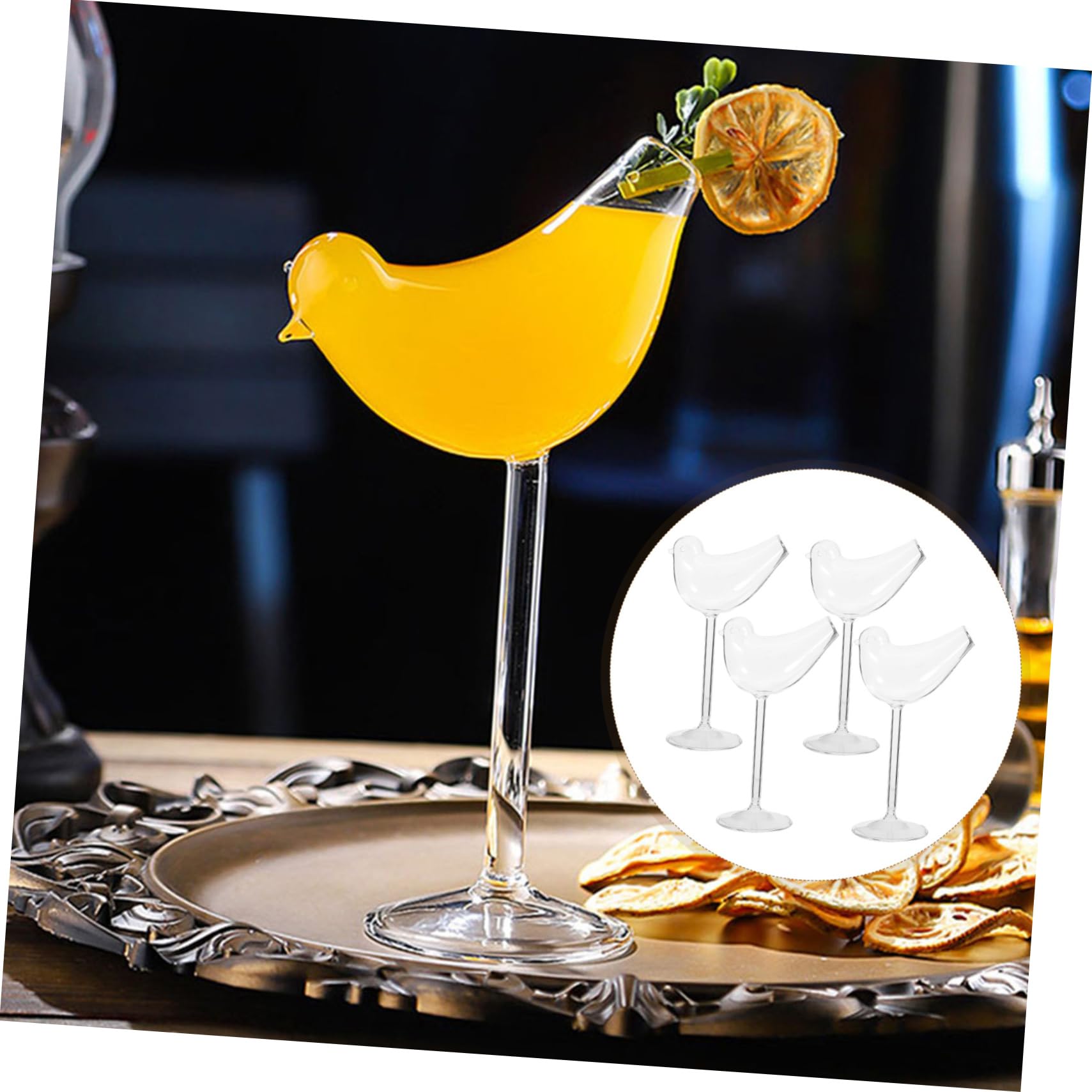 Cabilock Juego de Cuatro Copas de Cóctel de Vidrio Ahumado para Brandy y Vino Tinto, Elegantes y Modernas para Fiestas y Restaurantes