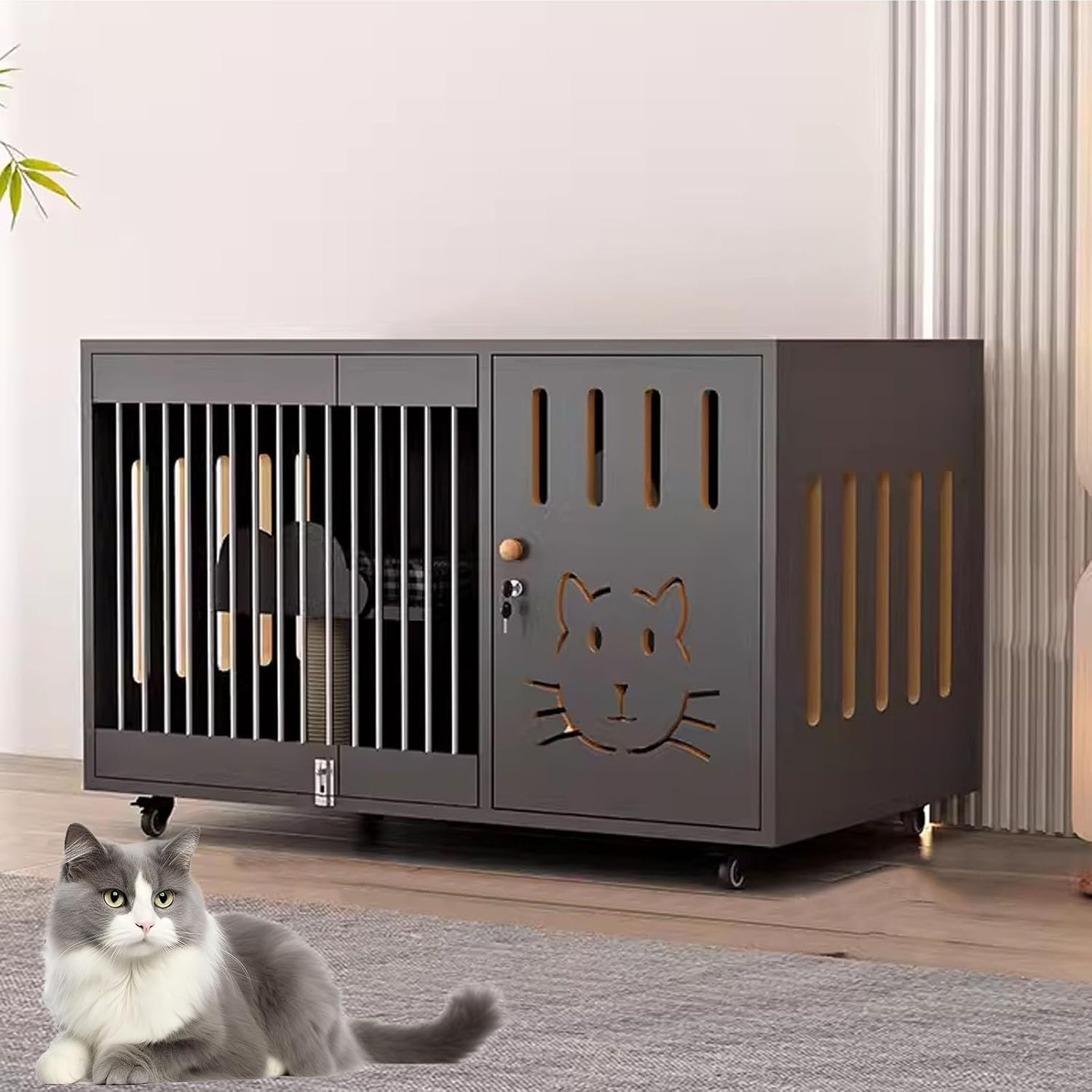 猫ケージ木製 猫 ケージ 木製 おしゃれ 小さめ 3階建て キャットヴィラ