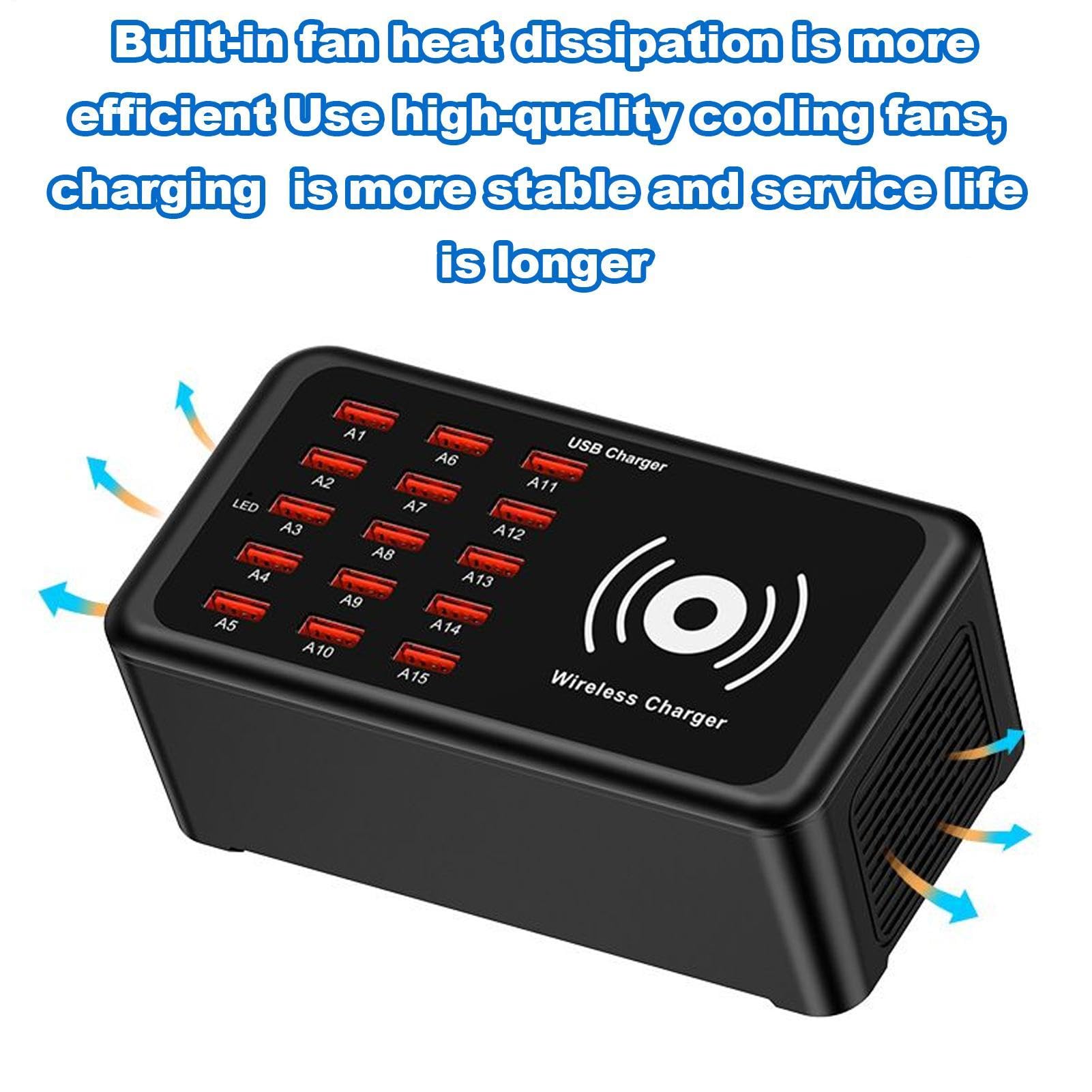 Estación de Carga para Múltiples Dispositivos Cargador Portátil De 15 | Cargador USB Para Portátil Con Múltiples Puertos para Viaje Hogar Oficina Portátil Teléfono Tableta