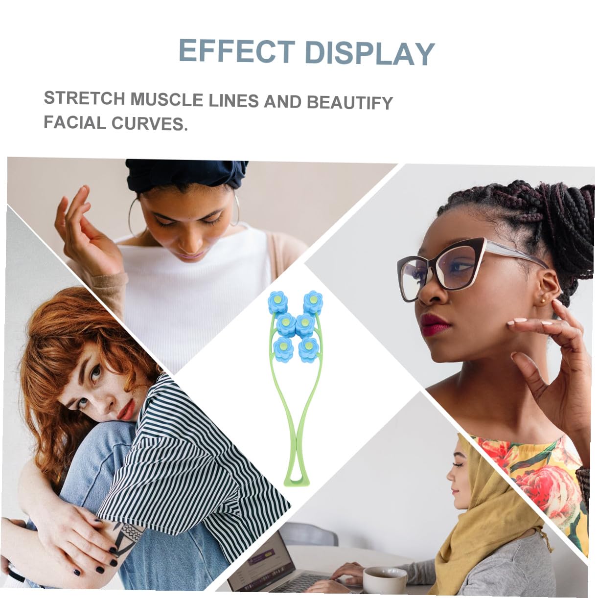 FRCOLOR 3 Piezas Rodillo Masajeador Facial Herramienta De Masaje Facial Masajeador De Mentón Masajeador De Estiramiento Facial Herramienta De Cuidado De La Piel Rodillo Facial