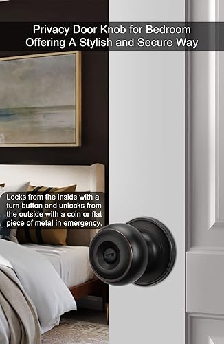 Miniatura 2 de goldenwarm Pomos de puerta interior de bronce aceitado, pomos de puerta interior de dormitorio, pomos de puerta de bronce privacidad, pomos de