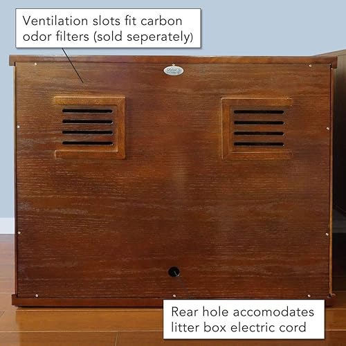 Miniatura 5 de THE REFINED FELINE - Gabinete arenero para gatos con bandeja de arena oculta mueble para gato tamaño grande y extragrande estilo moderno color caoba