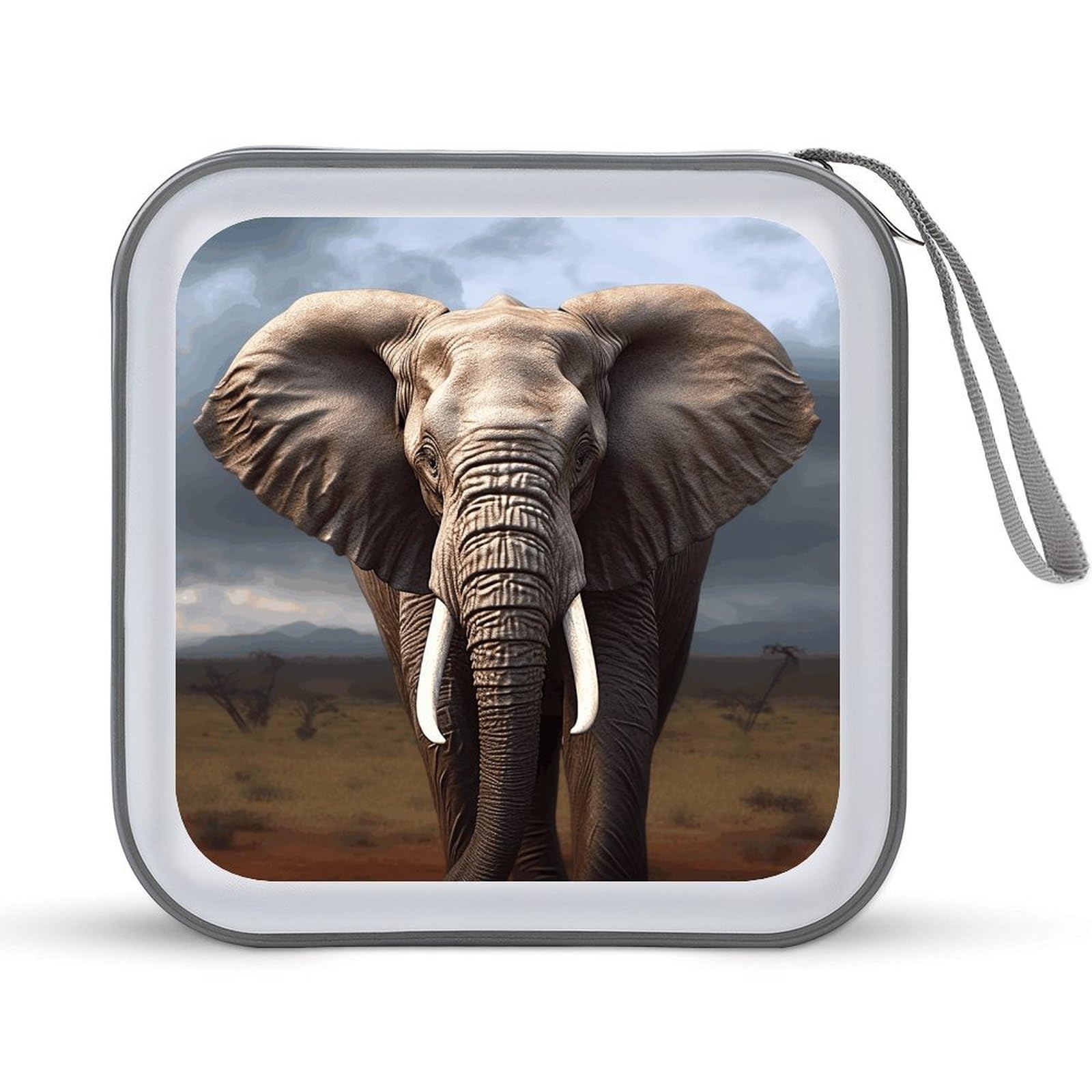 FekiLoot - 40 Capacity Elephant CD Case Hard Plastic Holder DVD Disc Storage Folder for Car Laptop Zipper Disc Storage Organizer