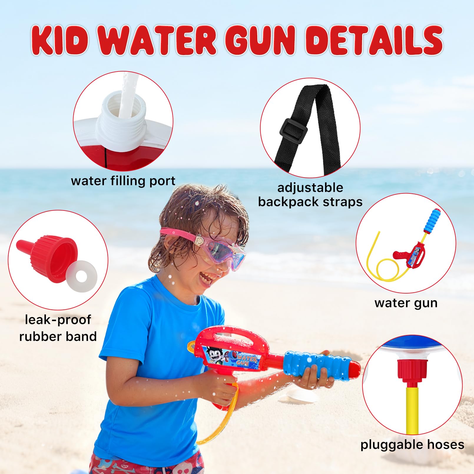 Pistola De Agua Con Mochila De 1300 Ml – Alcance 10 M, Correas Ajustables Para Niños 3-14 Años