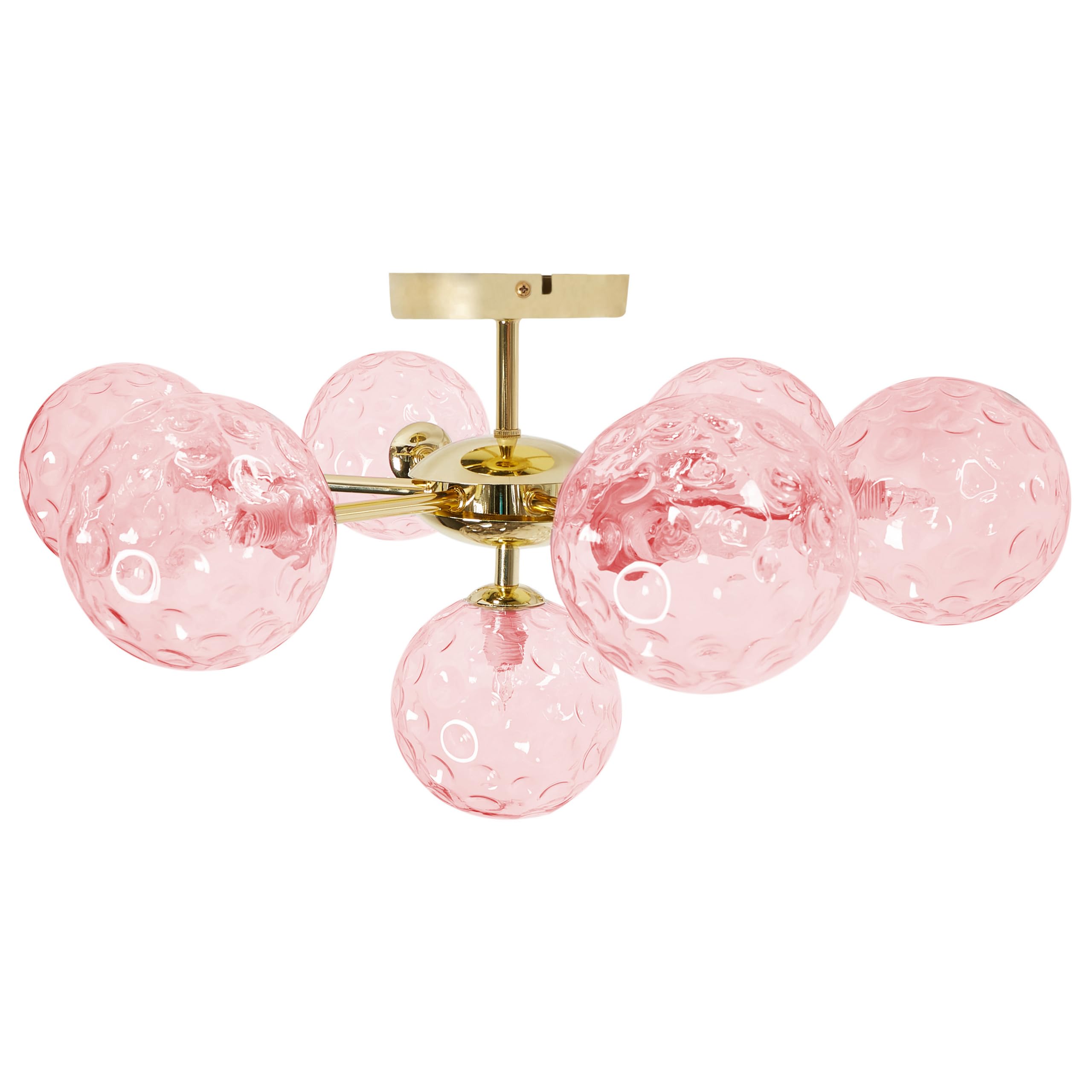 Deckenleuchte mit Kugel Glasschirmen rosa / gold glamourös 7-flammig Anadyr