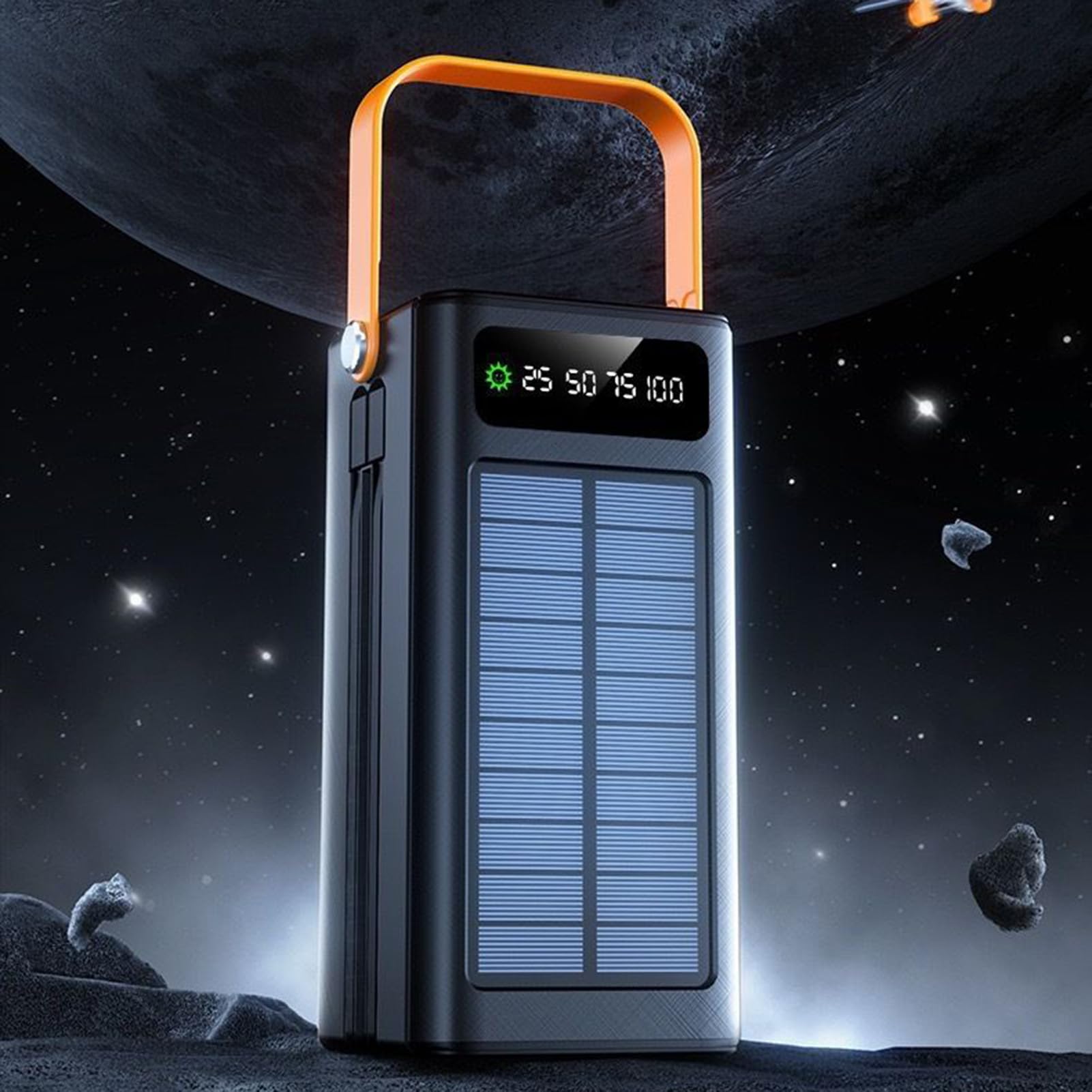 Solar Battery Bank, 120 W External Power Pack, 50 000 mAh Survival Gear with Built in Flashlight, Portable Charging Unit for All Mobile Devices, Travel, Camping and Hiking