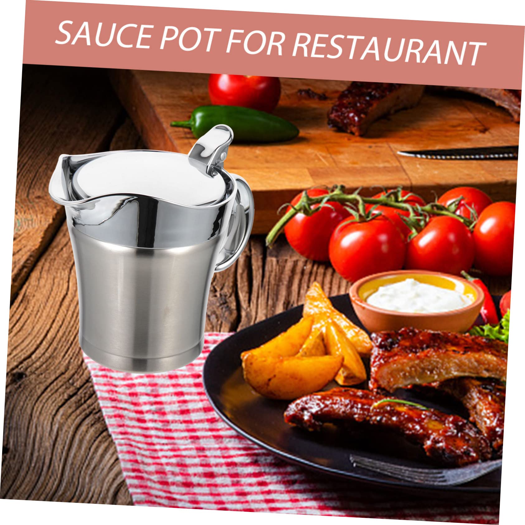 Dispensador de Salsa Vertedor Conveniente de 500ml de Acero Inoxidable y Diseño Antigoteo para Servir Hogar o Restaurante