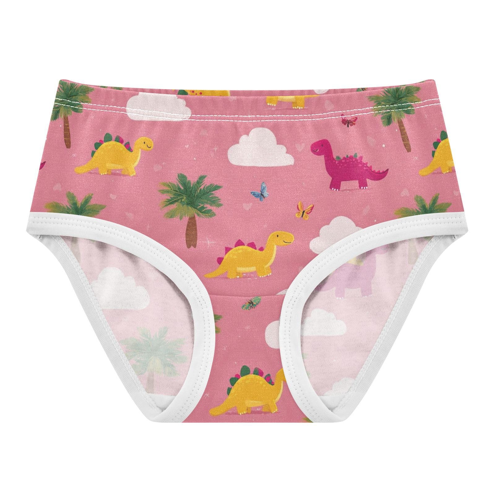 Wusikd Cute Pink Dino Yellow Girls Underwear Cotton Girls Briefs Soft Toddler Underwear 2T