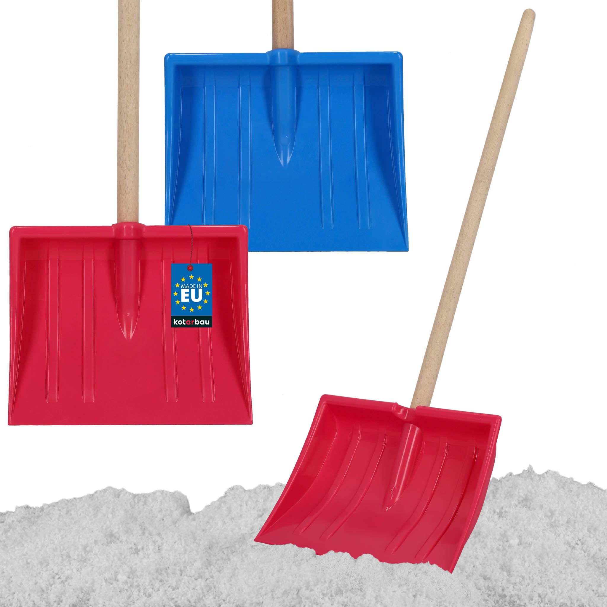 KOTARBAU® 2 pezzi Pala da Neve per Bambini - Plastica - 25x20 cm - Rosa & Blu - Badile con Manico Legno - Paletta Neve Bambini - Mini Pala - per Giocare All'Aperto