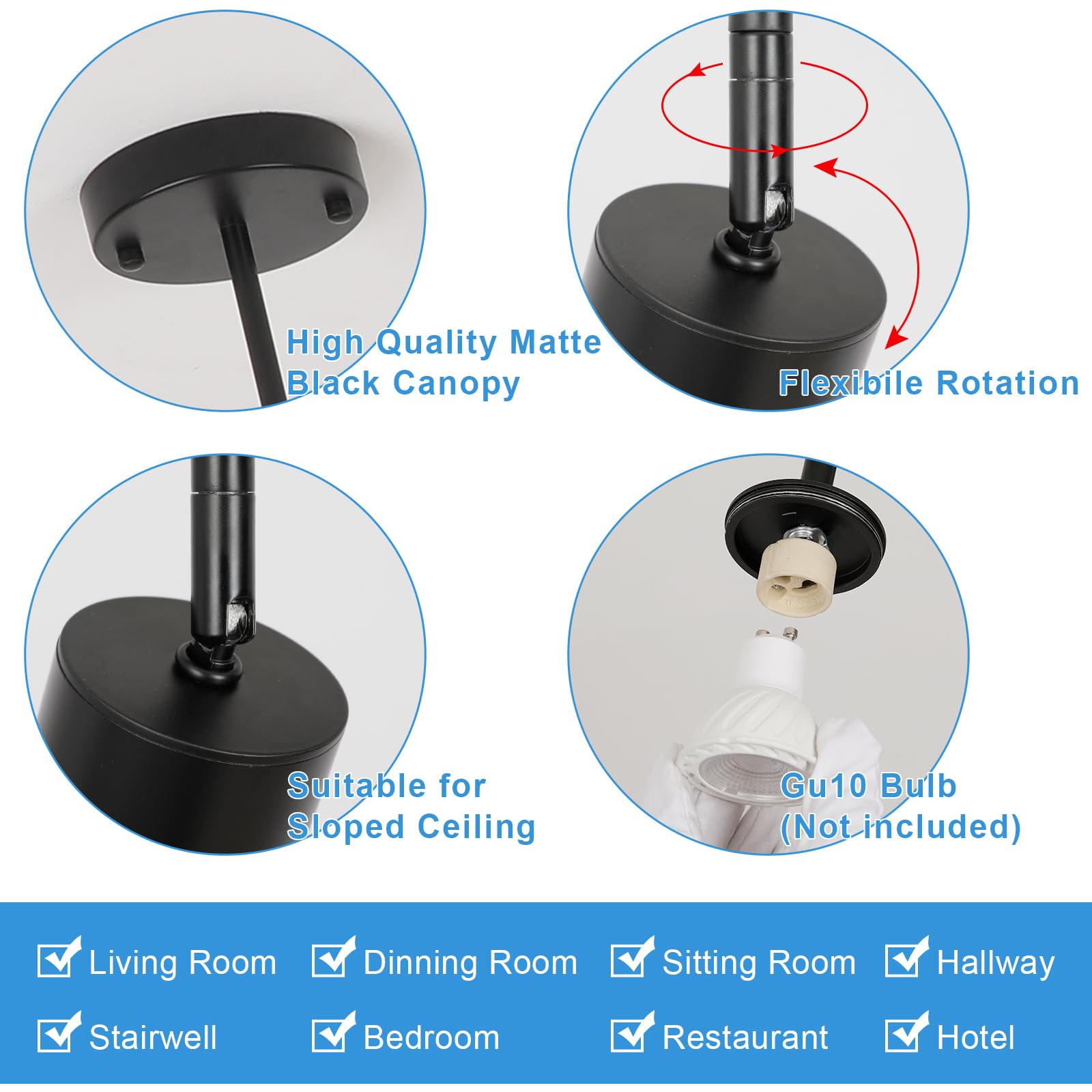 Moderno accesorio de iluminación negro de 5 luces, focos de techo ajustables para cocina, comedor, sala de estar, lámpara colgante lineal industrial con cabezales giratorios, compatible con