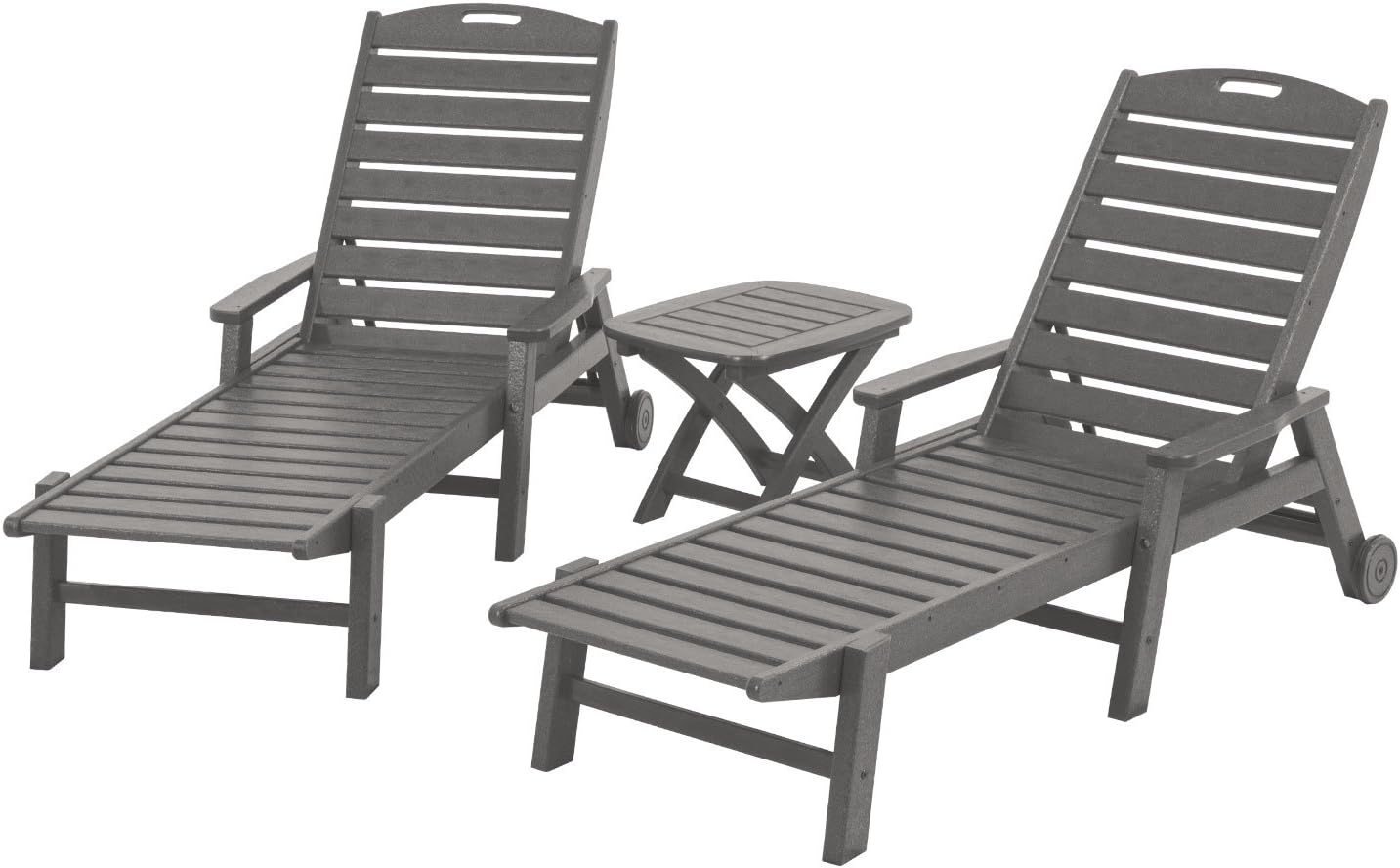 POLYWOOD PWS1451GY Nautical 3Piece Chaise Set, Slate