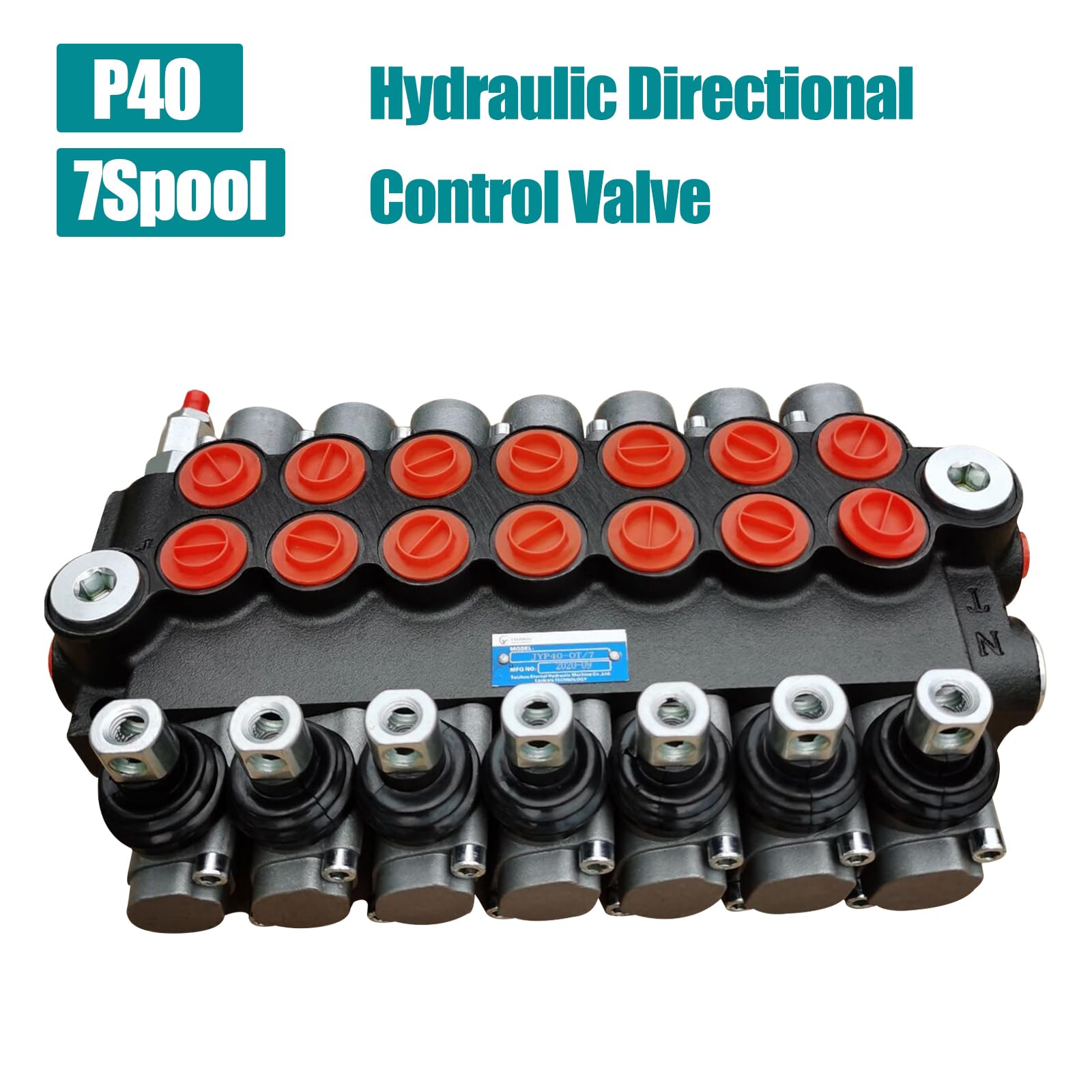 Válvula de control hidráulico de 7 spoles, válvula hidráulica de 13 GPM con válvula de alivio de presión ajustable, bloque de control de 31,5 MPa para tractor, excavadora, divisor de madera, sistema
