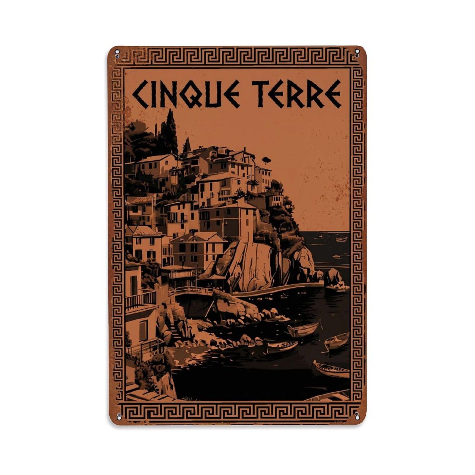 Yrnq 08X12inch Vintage Style Vintage Travel Cinque Terre Italy Ancient Metal Tin Sign