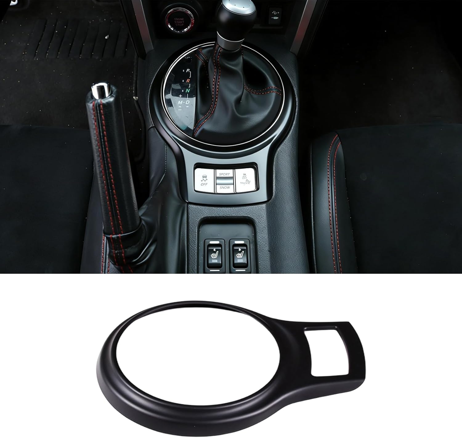 Center Console Gear Shift Shifter Knob Panel Cover Trim Compatible with Subaru BRZ/Toyot@ 86 2012-2020 ABS Gear Shift Decoration Protection Frame Car Interior Accessories (Matte Black)