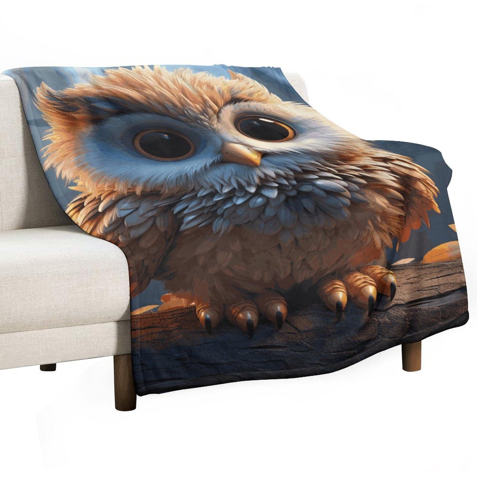 Couverture hibou flanelle contre le froid plaid léger et compact facile à transporter