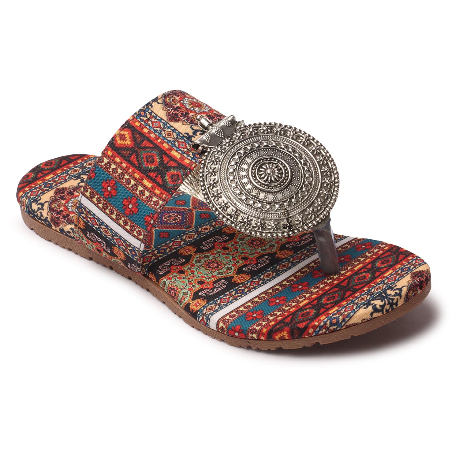 KKF Women's Rajasthani Printed Flat Heel Slipper | Jaipuri Sandals | Banjara Style Slip-On Chappal | 3 to 8 Sizes-picture-42