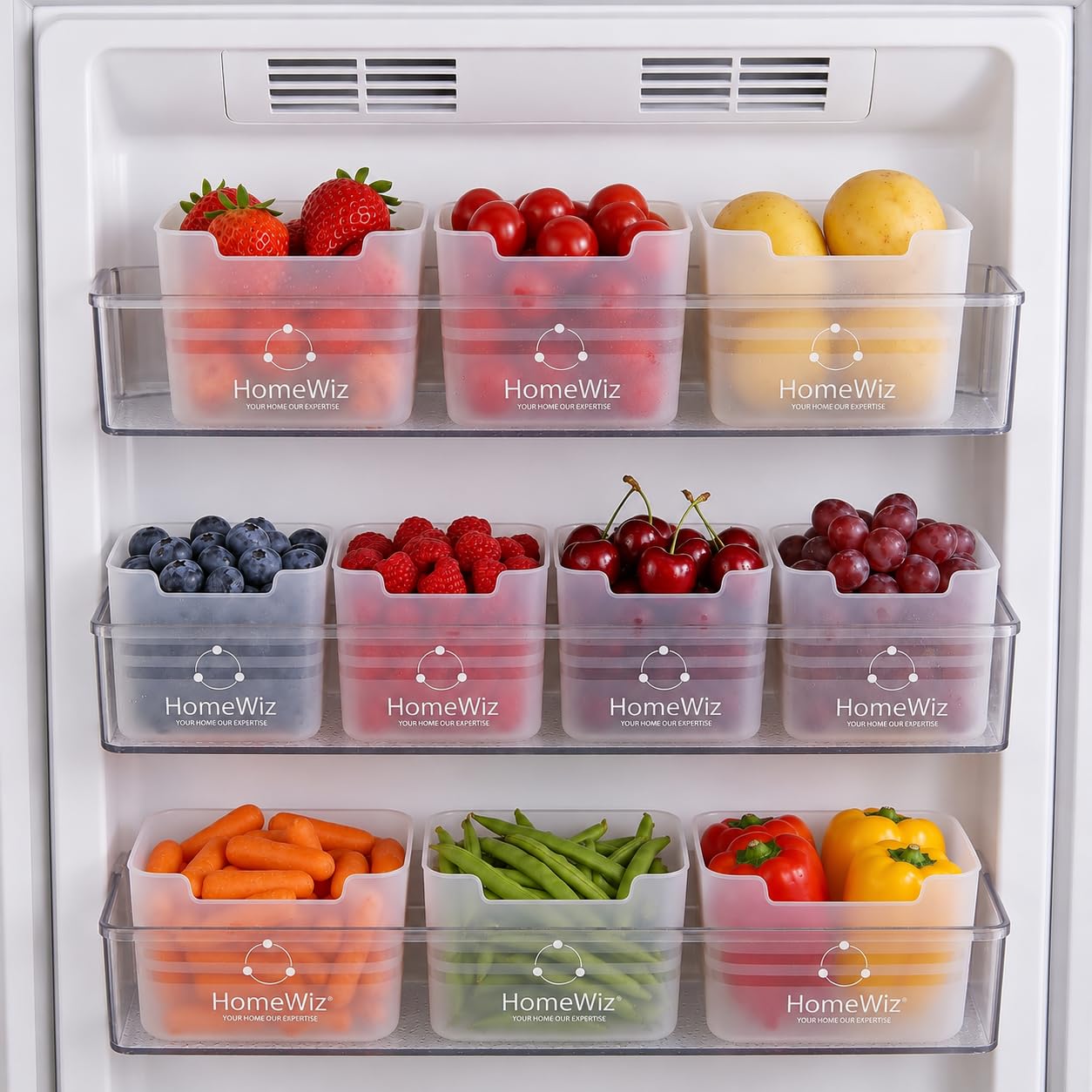 HomeWiz Fridge Storage Containers 850ml x10| Storage Container Set | Fridge Organiser Storage Boxes | Food Grade BPA-Free Plastic Containers |Stackable, Transparent, for Fruits, Vegetables & Leftovers