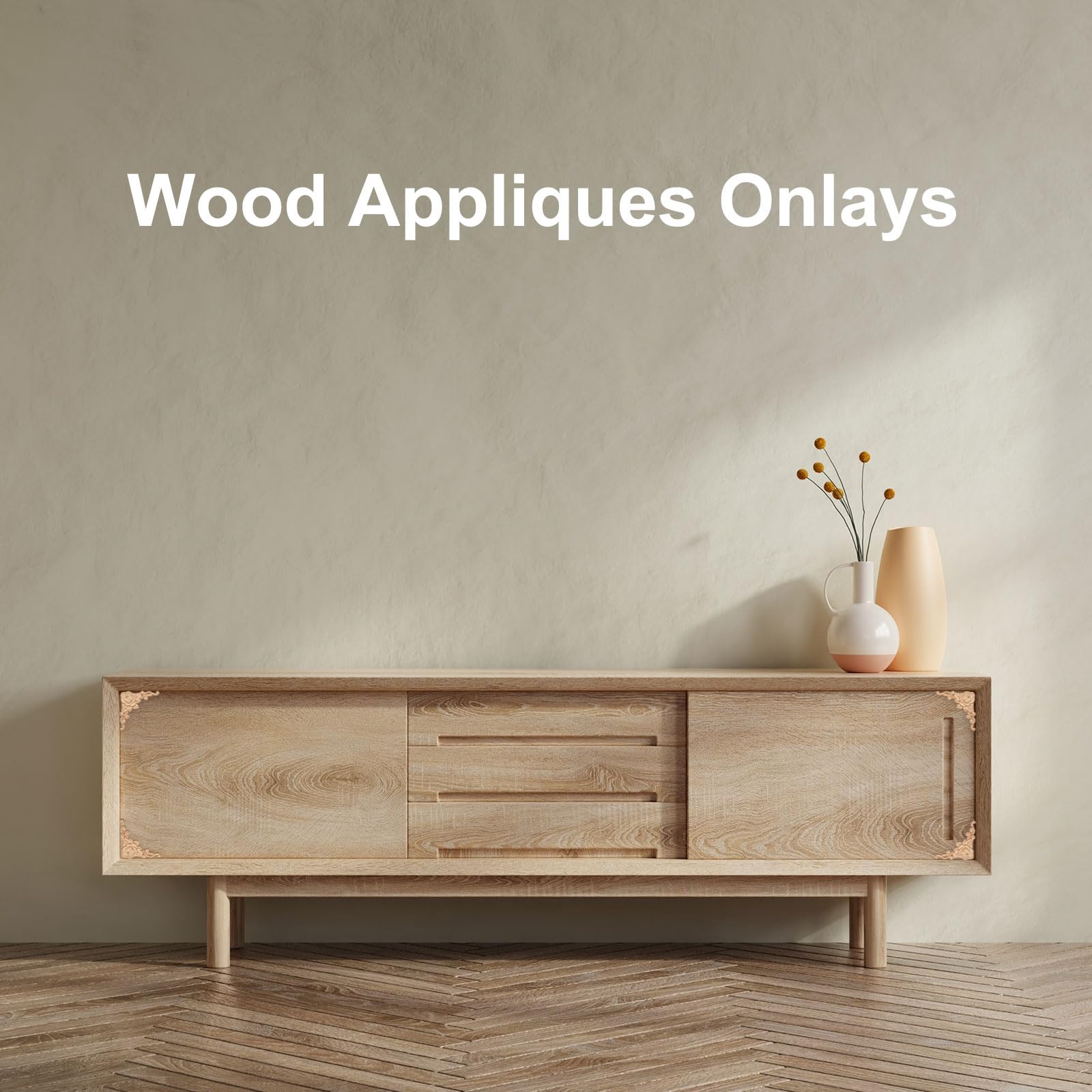 Sourcing Map 4 Angoli In Legno Intagliato Con Motivi Floreali - 15x15 Cm Non Verniciati Per Mobili, Specchi, Armadi E Pareti - Fai Da Te E Restauro