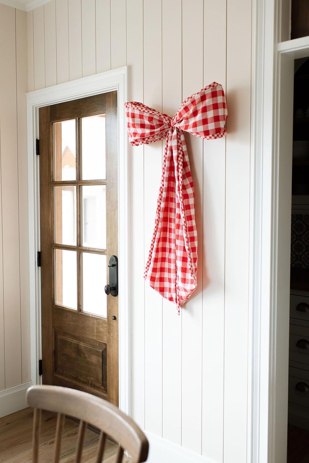 Oversized Seafoam Green Gingham Decorative Bow for Wreaths, Christmas Tree & Home Decor – Large Ribbon Bow for Front Door & Holiday Decorating (Red)