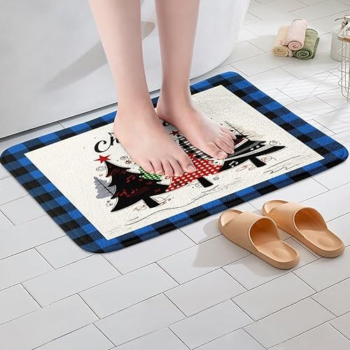 Miniatura 5 de Tapetes de baño con diseño de árbol de Navidad de 16 x 24 pulgadas, diseño de ramas de Feliz Navidad, para niños y niñas, decoración de copos de