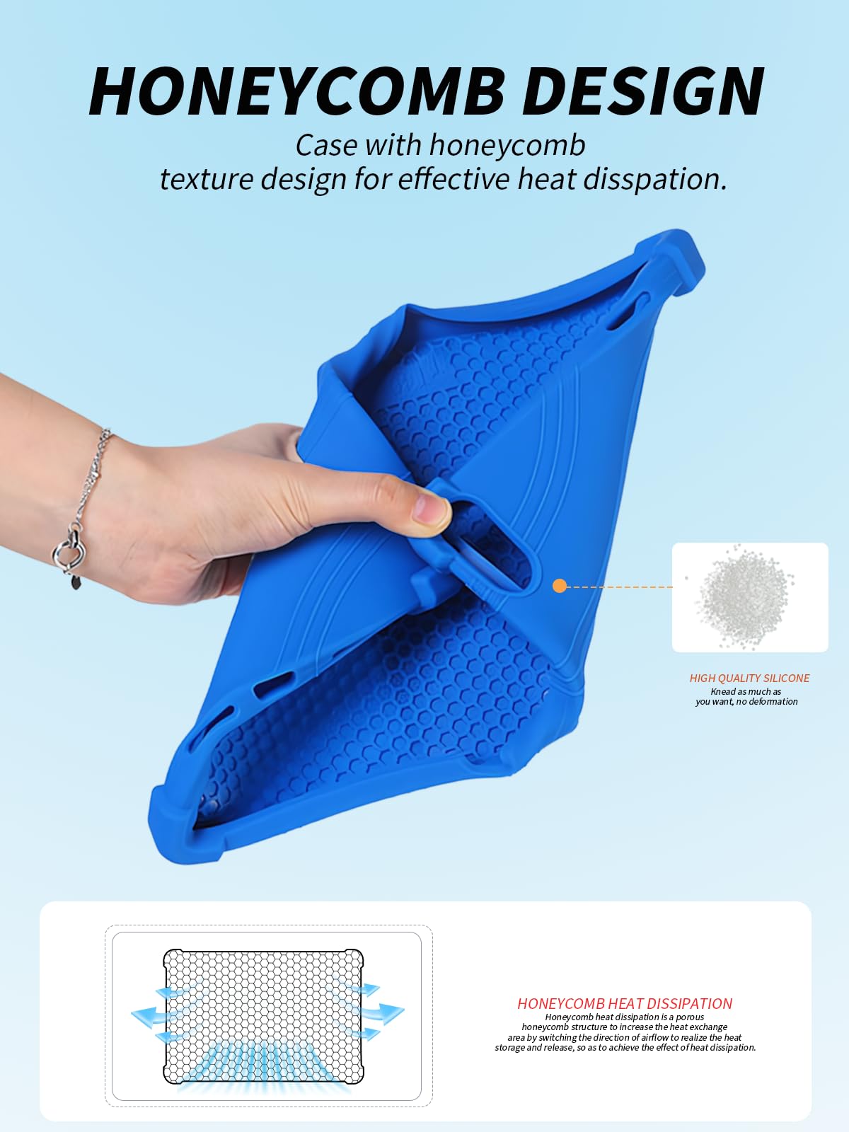 Funda para SKYEGG Tablet K13 10 Pulgadas, yystao Niños Funda de Silicona Suave Compatible con SKYEGG K13, Soporte Ajustable (Azurazul)