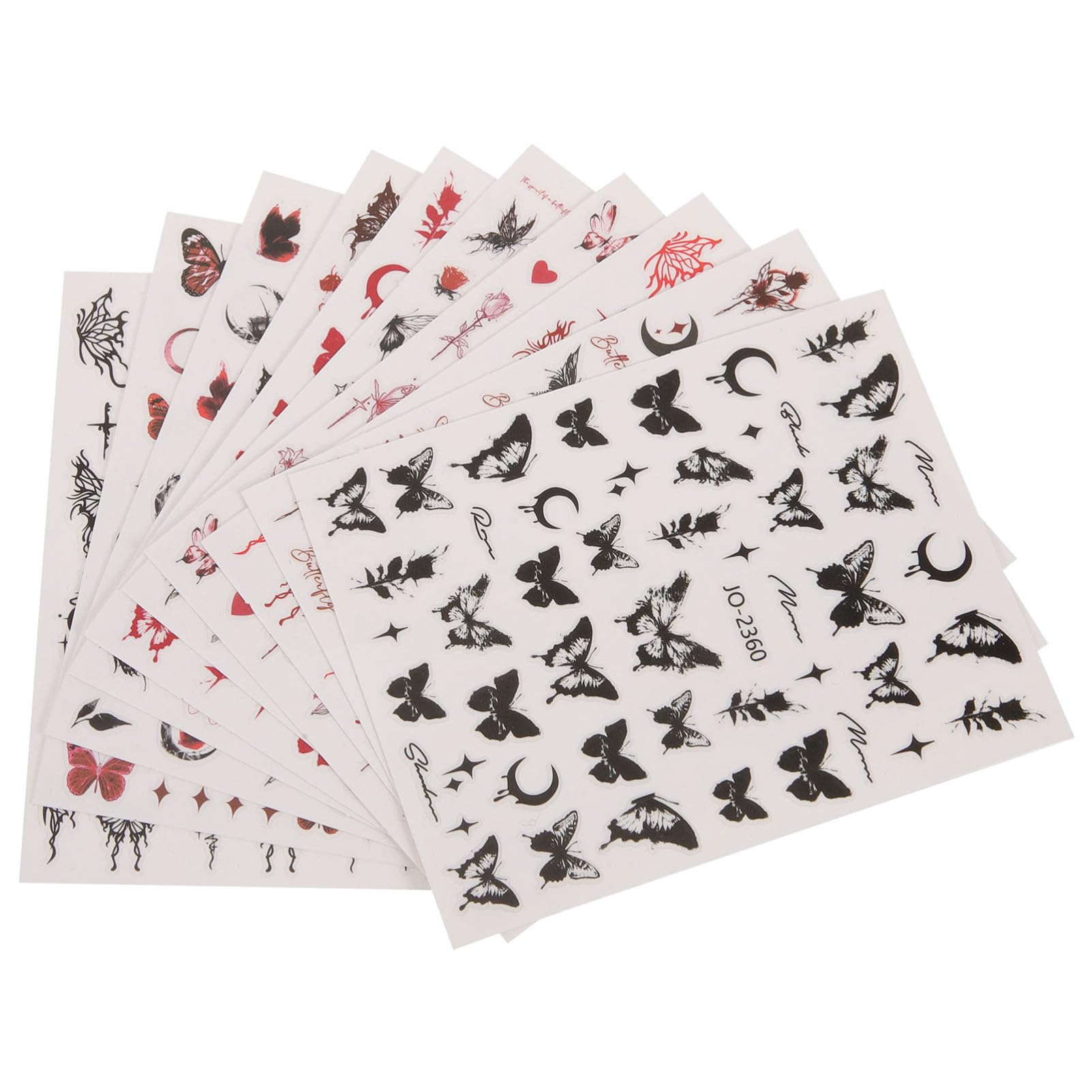 VALICLUD 5 Set Adesivo A Farfalla Scuro Giglio Uv Rapido Carino Kit Di Adesivi Per Unghie Decalcomanie Per Unghie Farfalla Decorazione Delle Unghie 12 Fogli*5