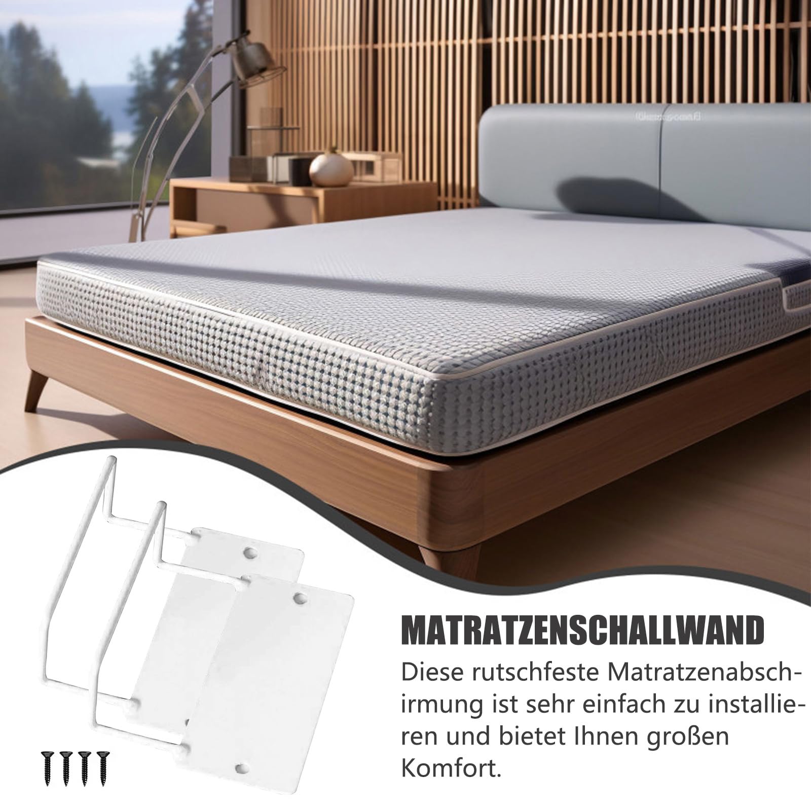 Soporte para colchón antideslizamiento de metal con tornillos y pegatinas adhesivas, tope de cama para colchón lateral, relleno de grietas para colchones, fácil instalación (4, blanco)