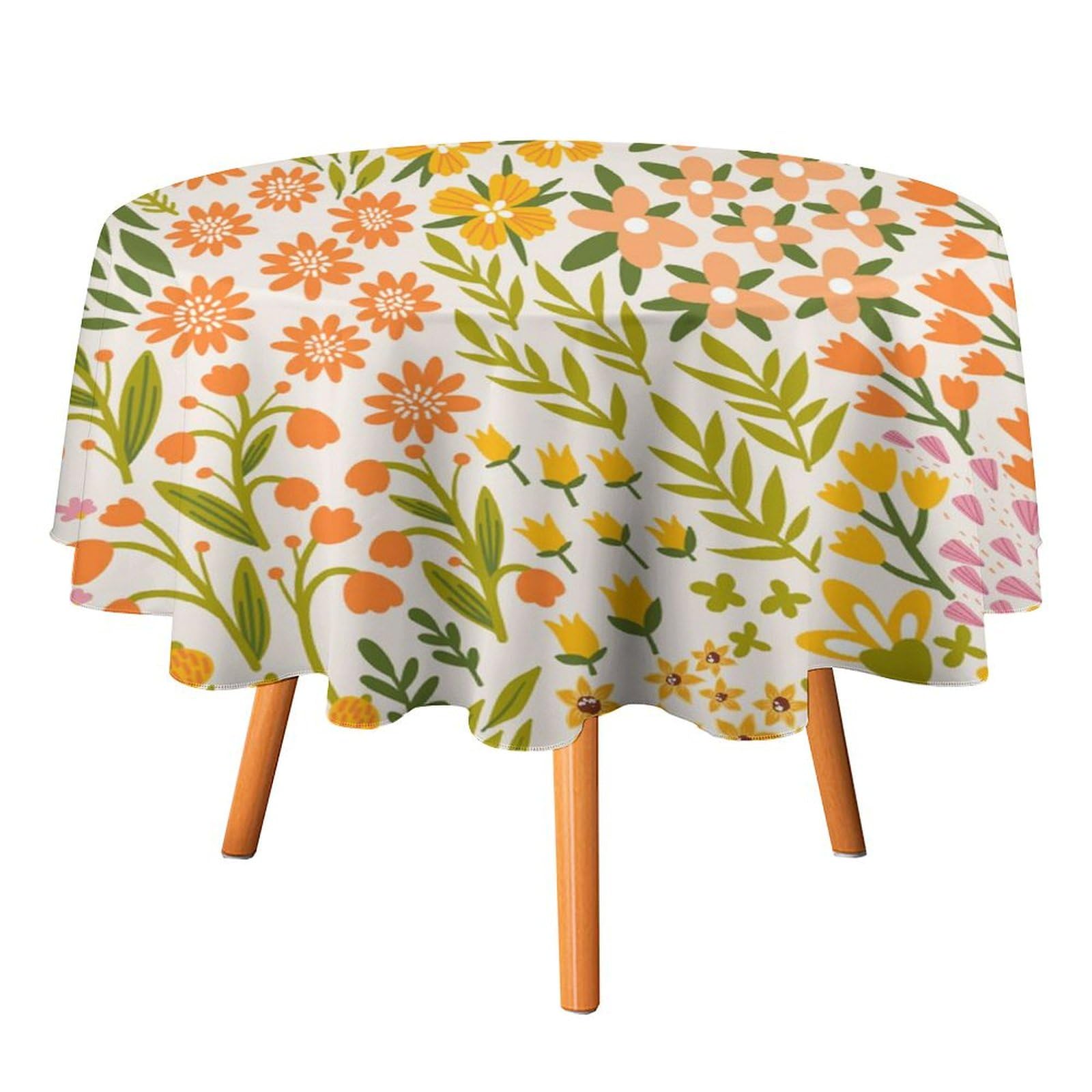 Coalho Modern Spring Boho Florals Circular Tablecloth For Kitchen,Watercolor Mid Century William Morris Spring Garden Leaves Round Tablecloth Waterproof Table Cloth For Picnic Outdoor-70