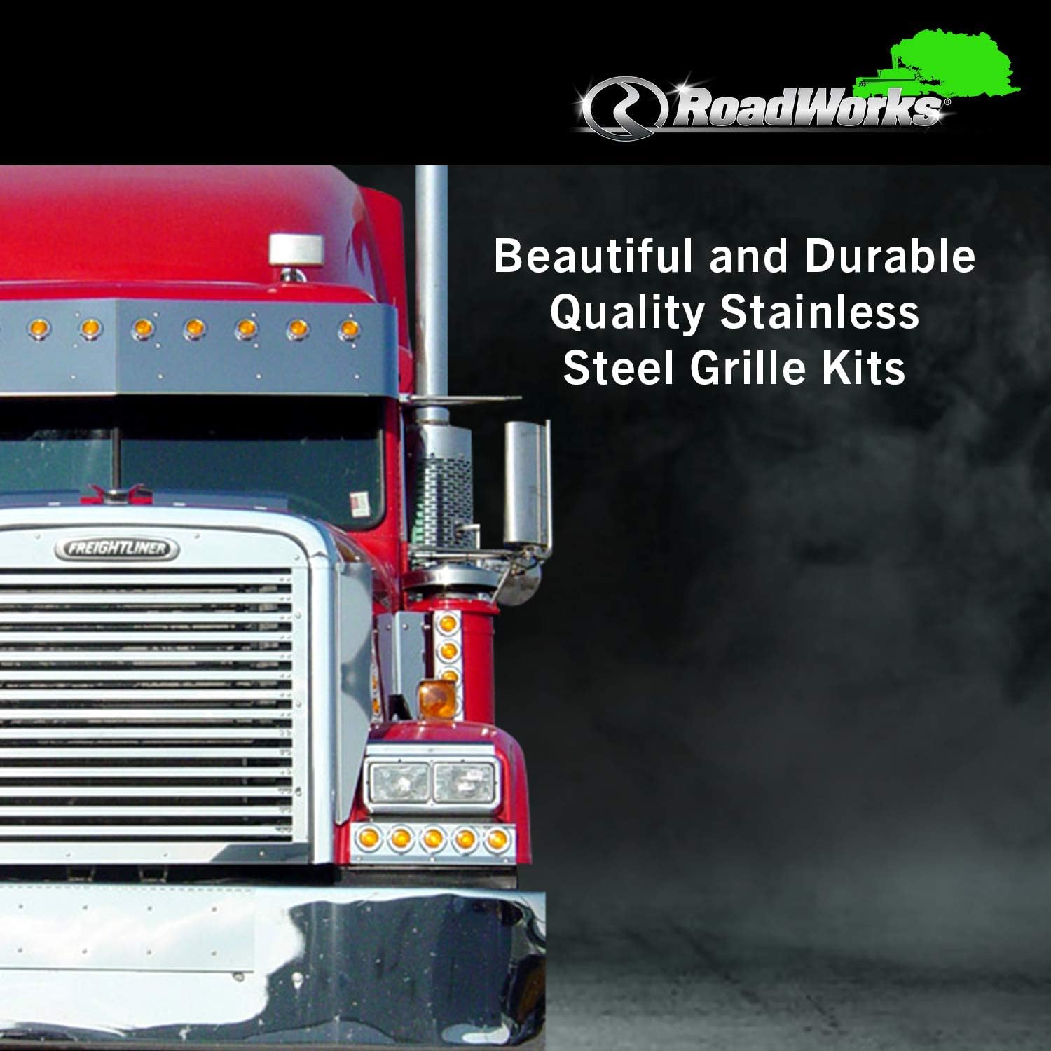 RoadWorks | Stainless Steel Grille with 14 Horizontal Bars for Freightliner Classic/FLD 120 1990-2020 | 25901